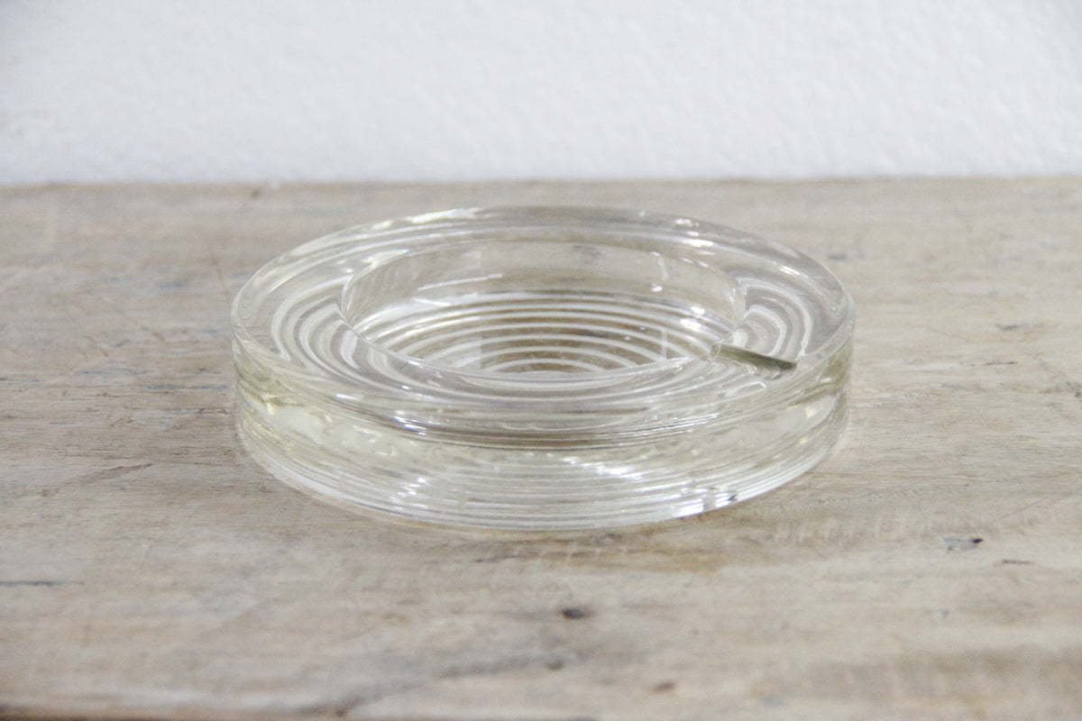 Vintage Clear Glass Ashtray | Midcentury Bullseye Catchall