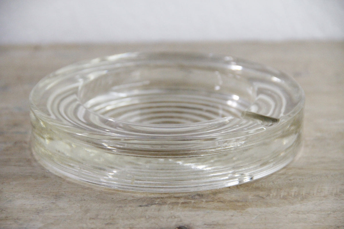 Vintage Clear Glass Ashtray | Midcentury Bullseye Catchall