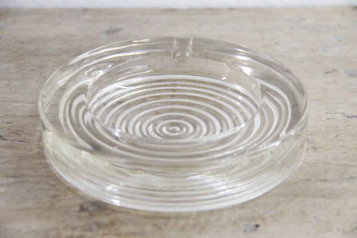 Vintage Clear Glass Ashtray | Midcentury Bullseye Catchall
