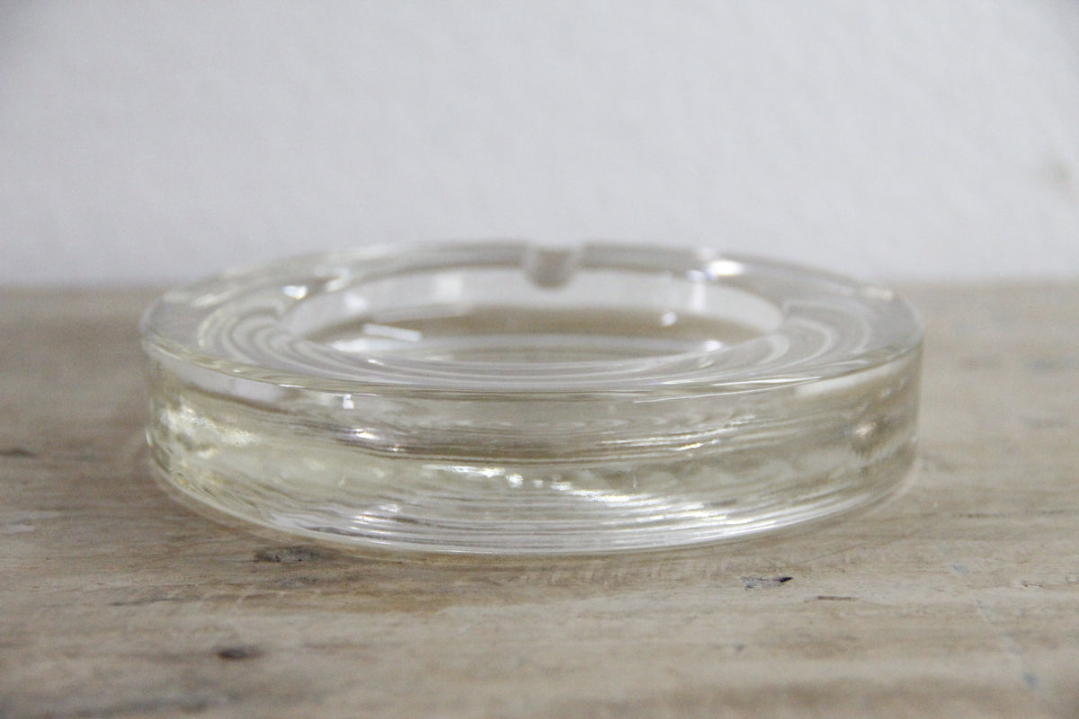 Vintage Clear Glass Ashtray | Midcentury Bullseye Catchall