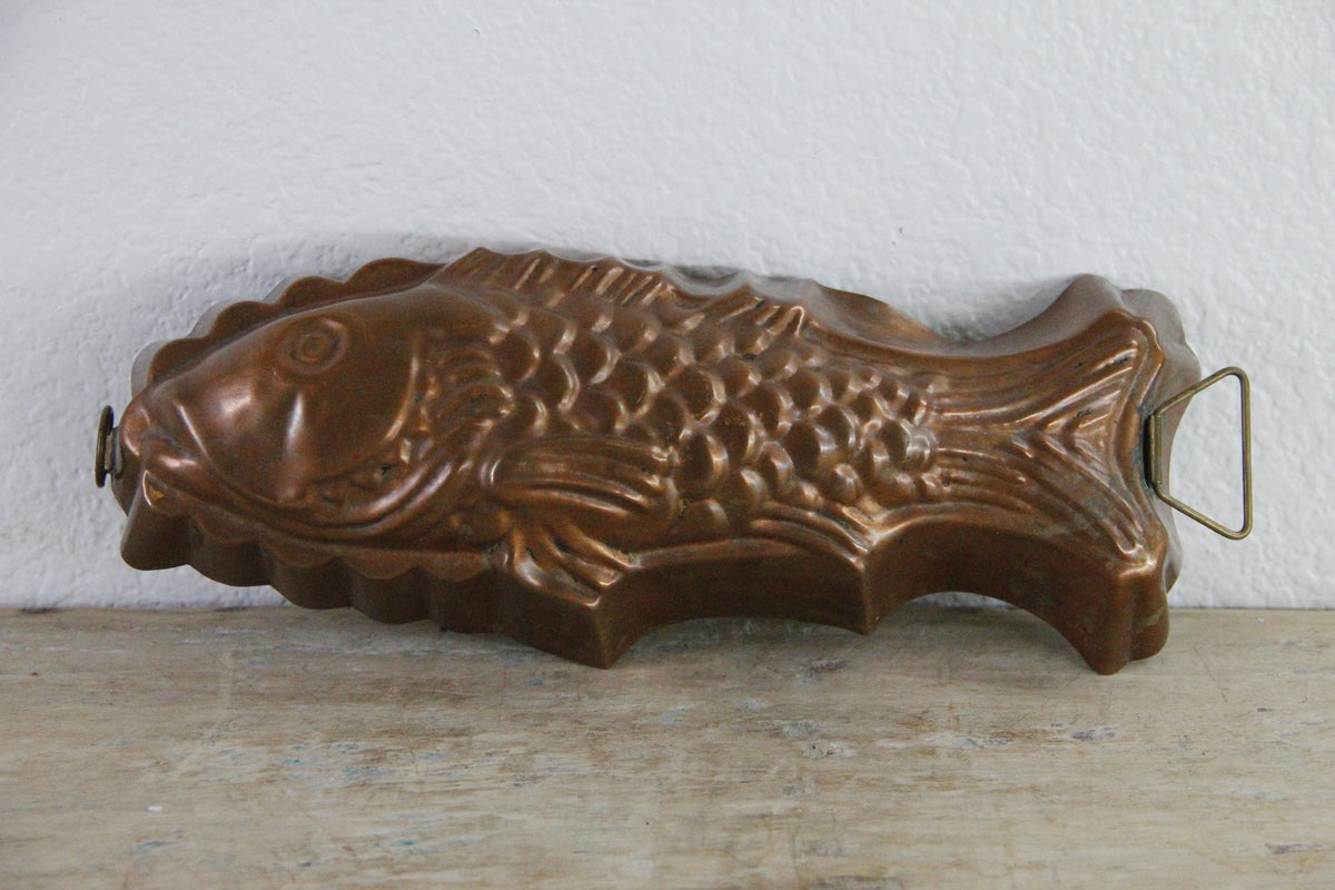 Antique Copper Fish Mold European Jelly Aspic Mould