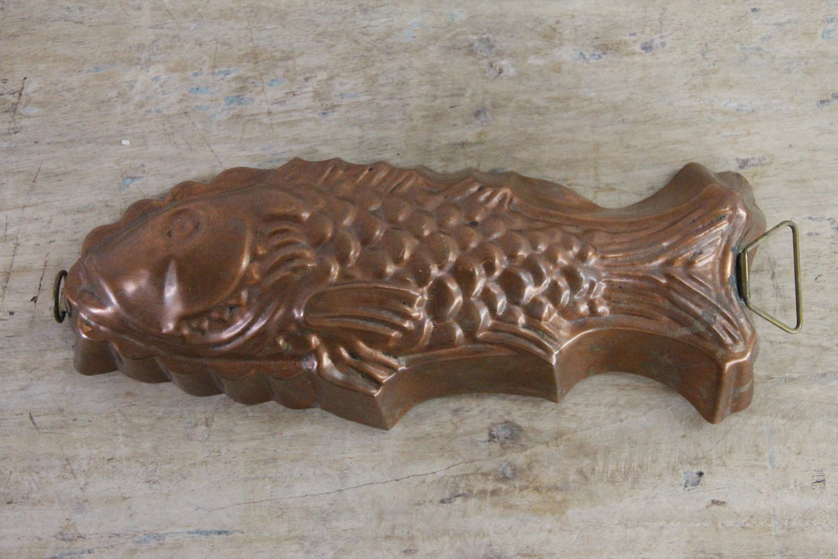 Antique Copper Fish Mold European Jelly Aspic Mould