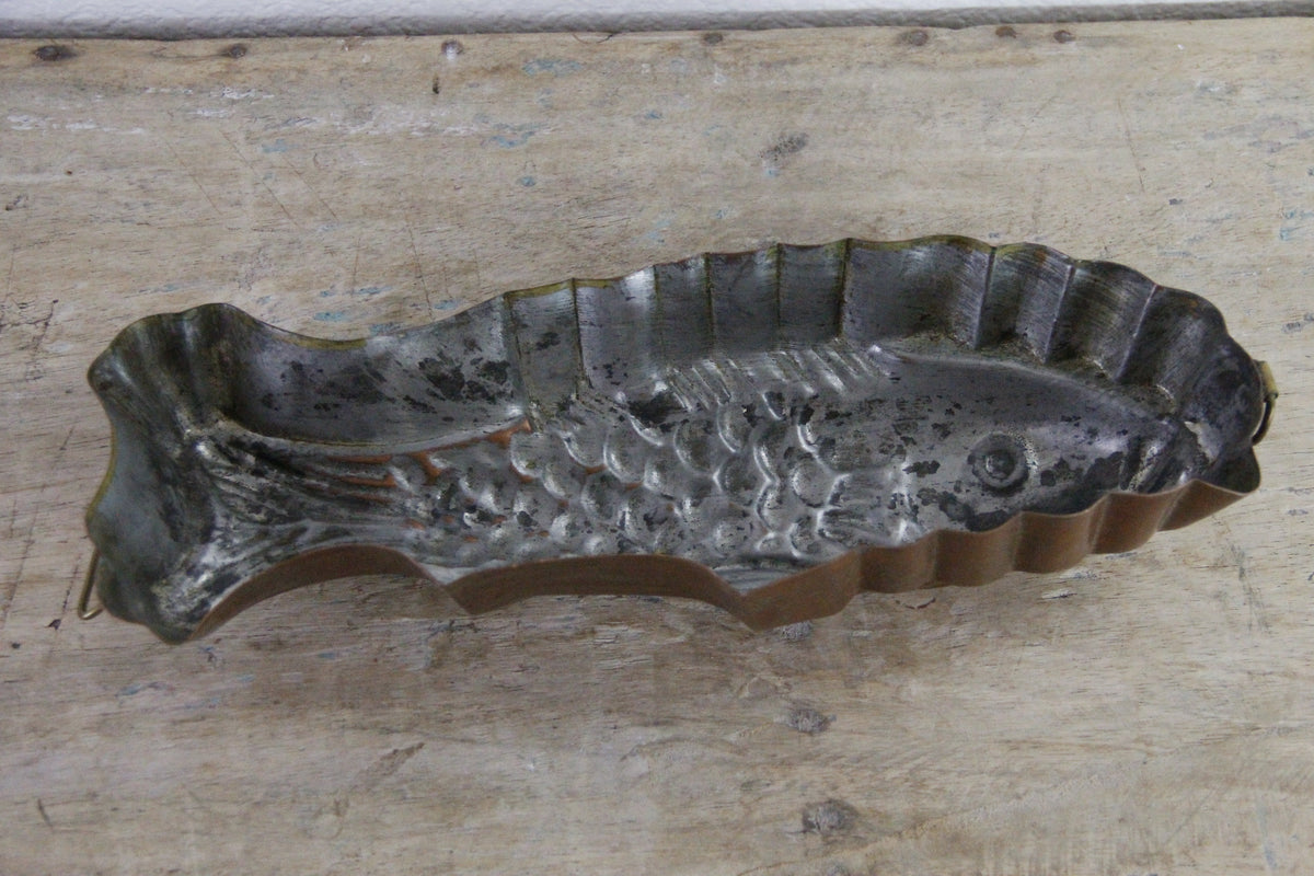 Antique Copper Fish Mold European Jelly Aspic Mould
