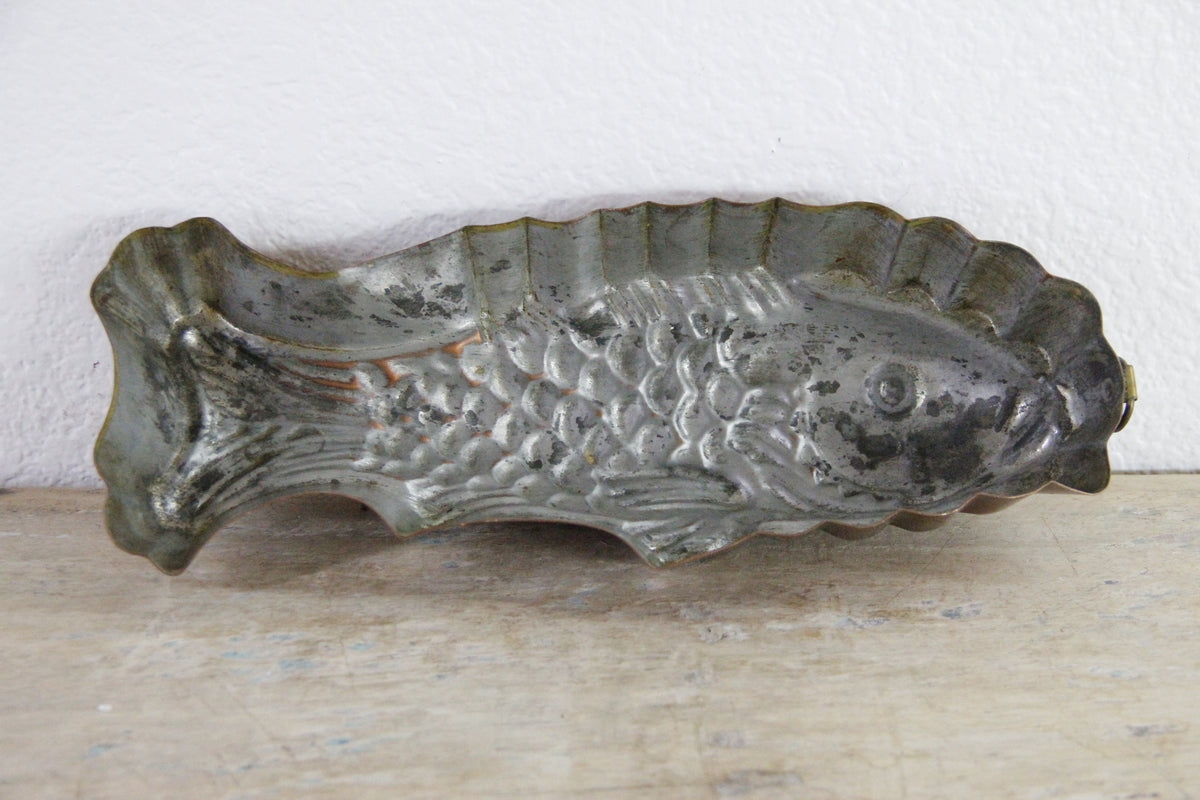 Antique Copper Fish Mold European Jelly Aspic Mould