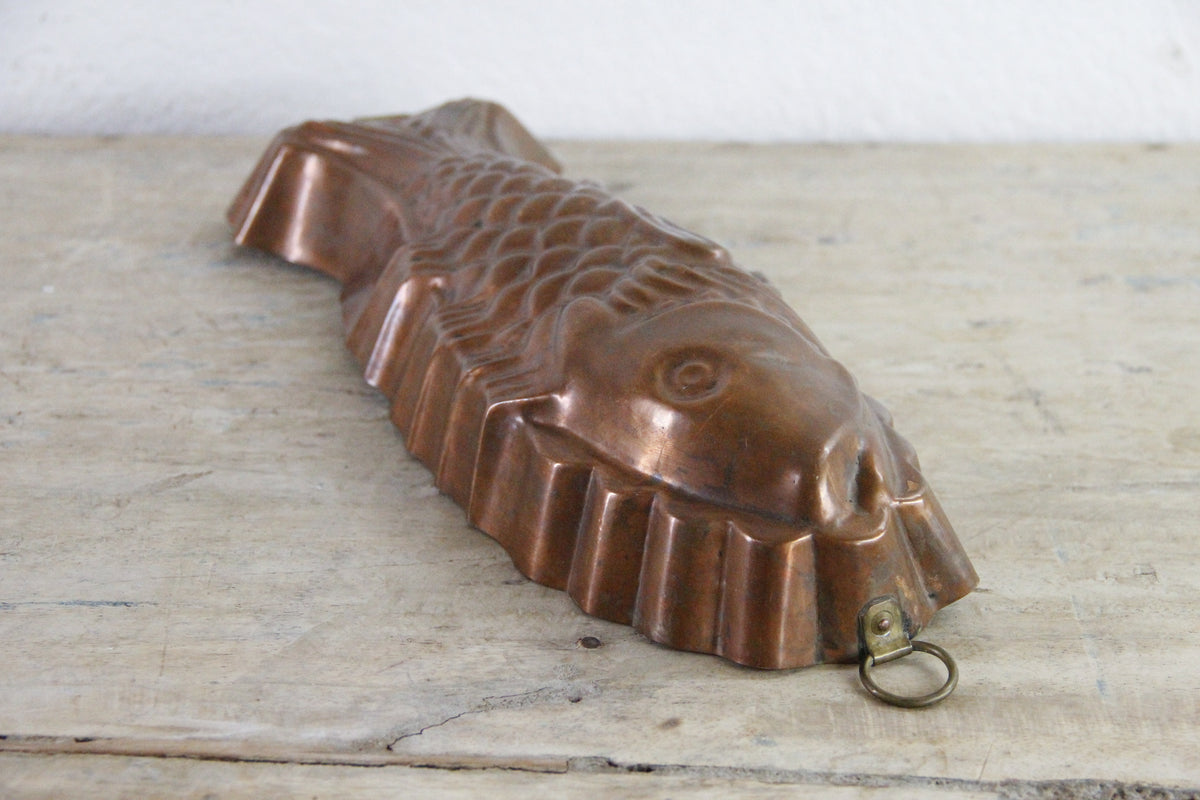 Antique Copper Fish Mold European Jelly Aspic Mould