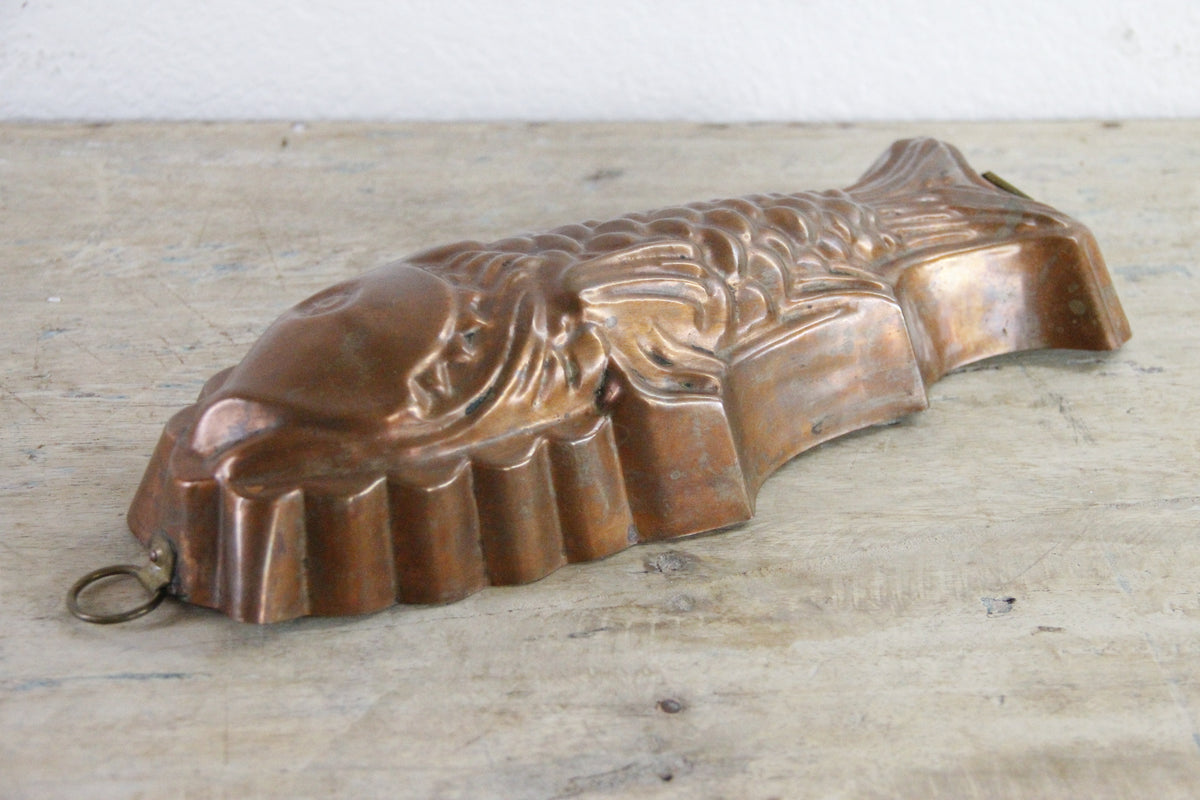Antique Copper Fish Mold European Jelly Aspic Mould