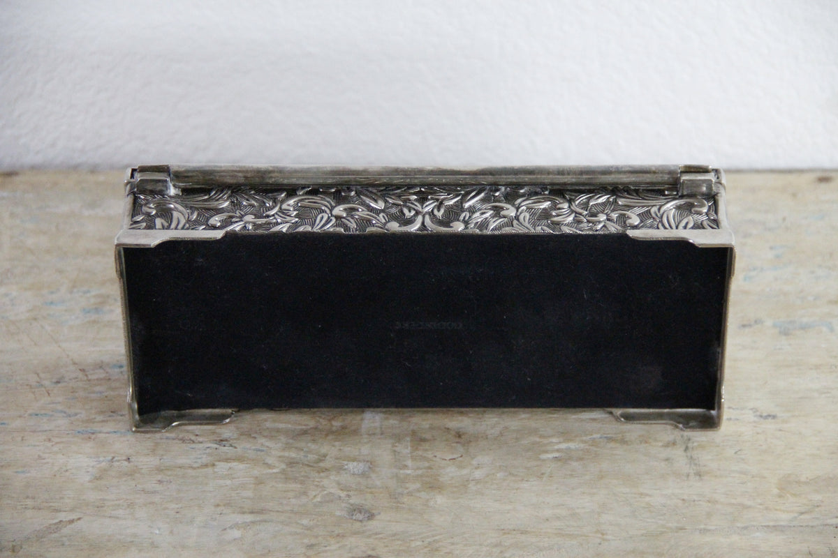 Vintage Godinger Jewelry Box Silver Plate Floral Vanity Box