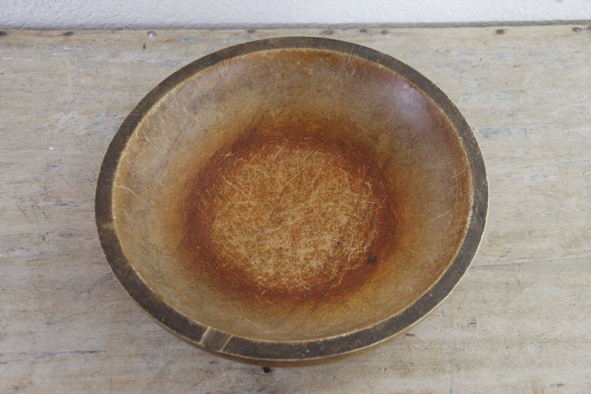 Vintage Wooden Dough Bowl American Primitive Chopping Bowl