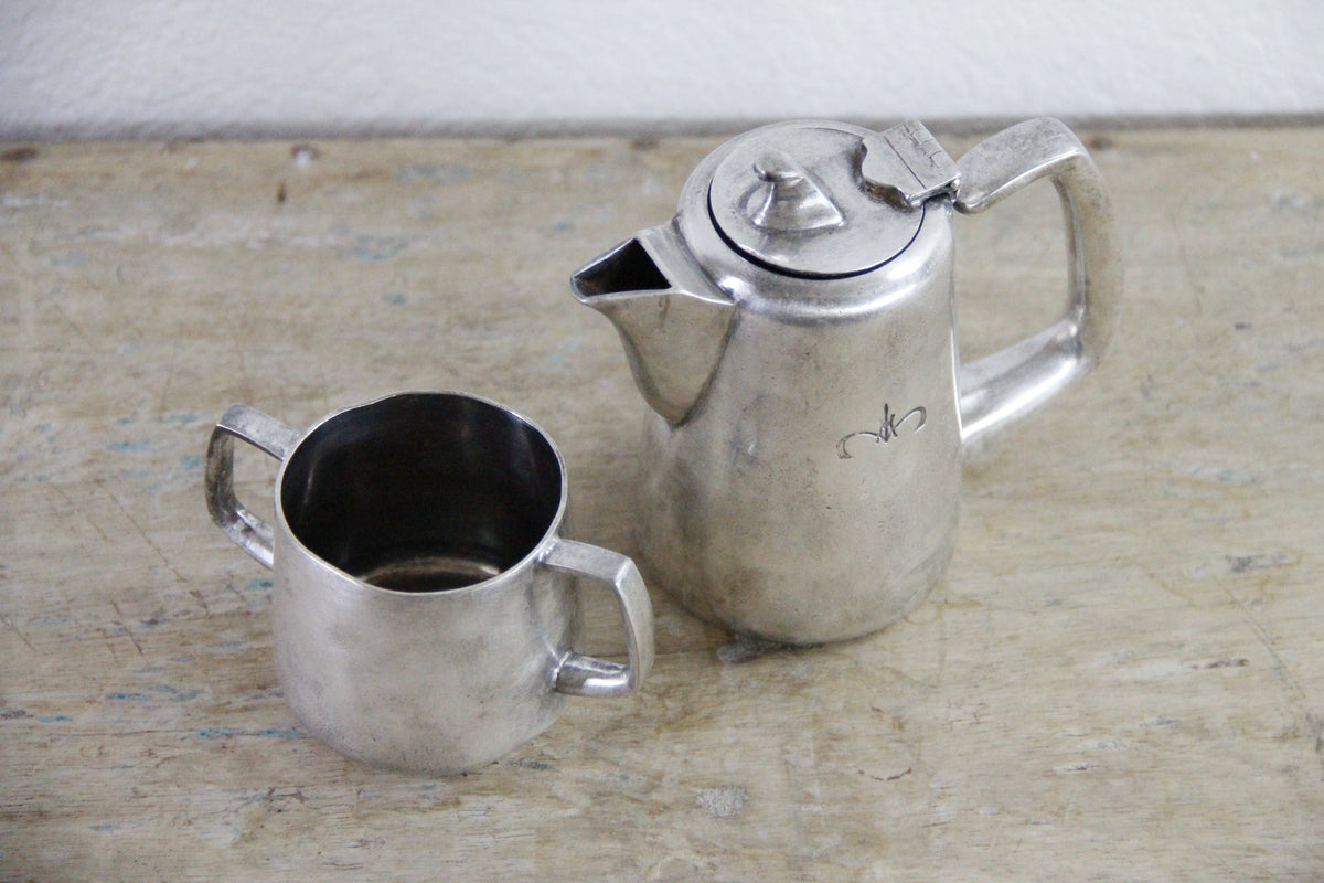 Vintage London Hilton Hotel Silver Tea Set English Silverplate