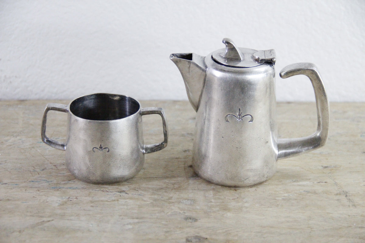 Vintage London Hilton Hotel Silver Tea Set English Silverplate