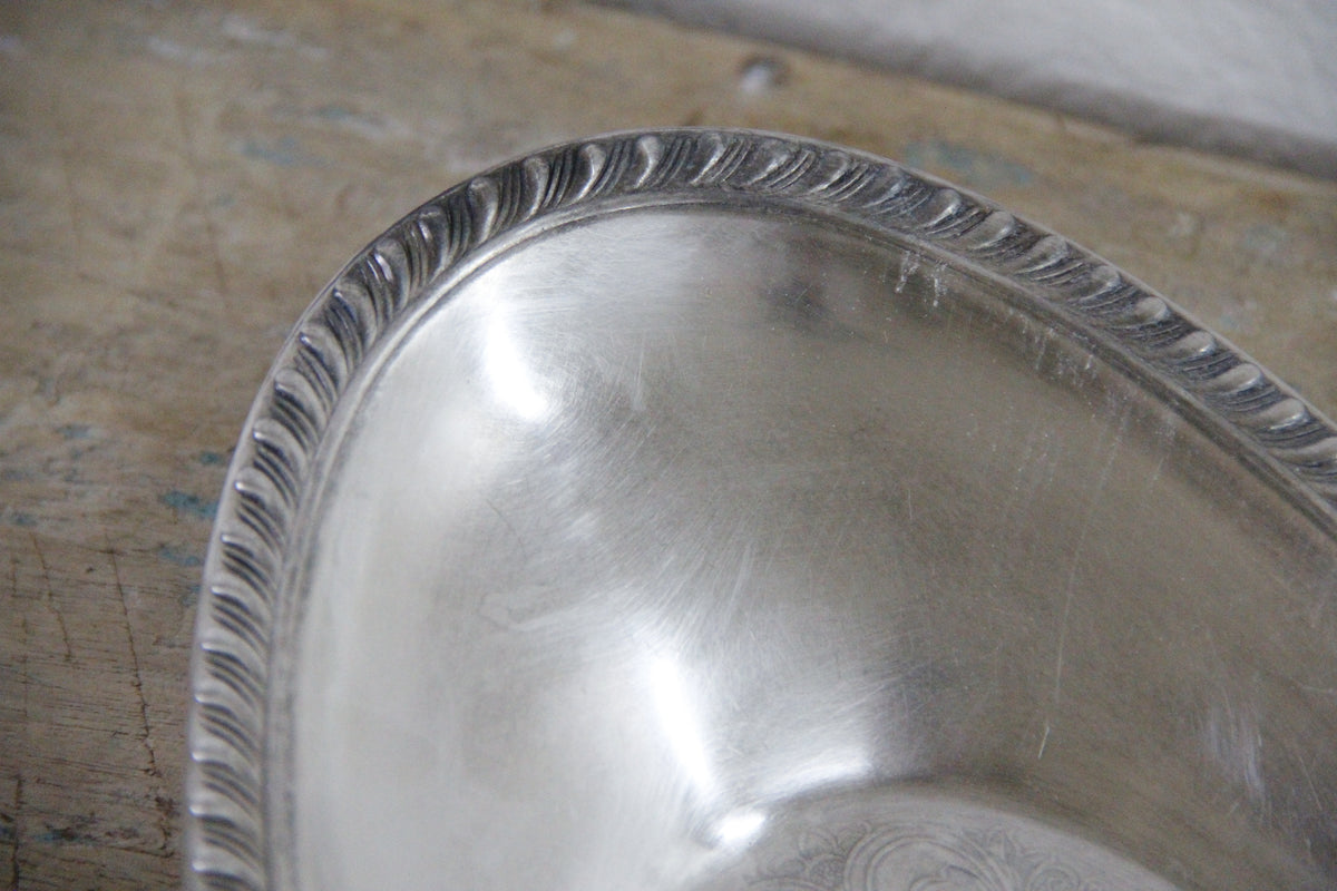 Vintage Crosby Silverplate Bread Tray Engraved Oval Serving Dish