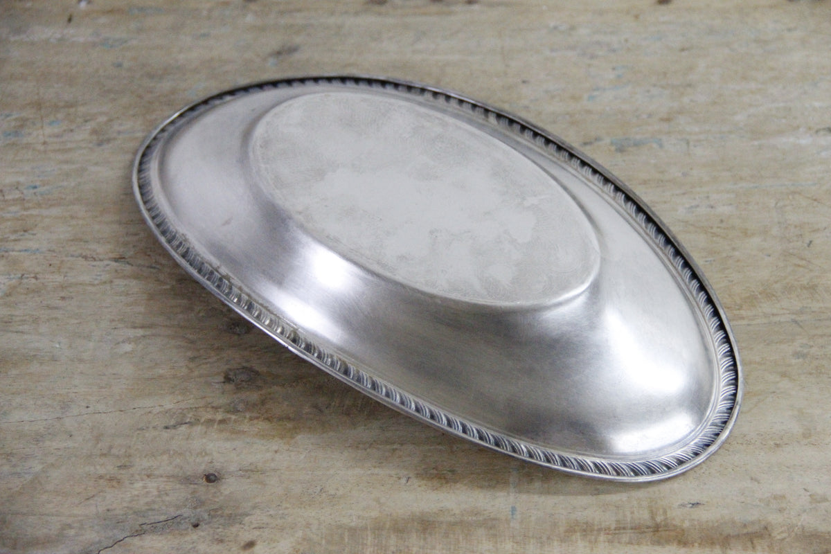 Vintage Crosby Silverplate Bread Tray Engraved Oval Serving Dish