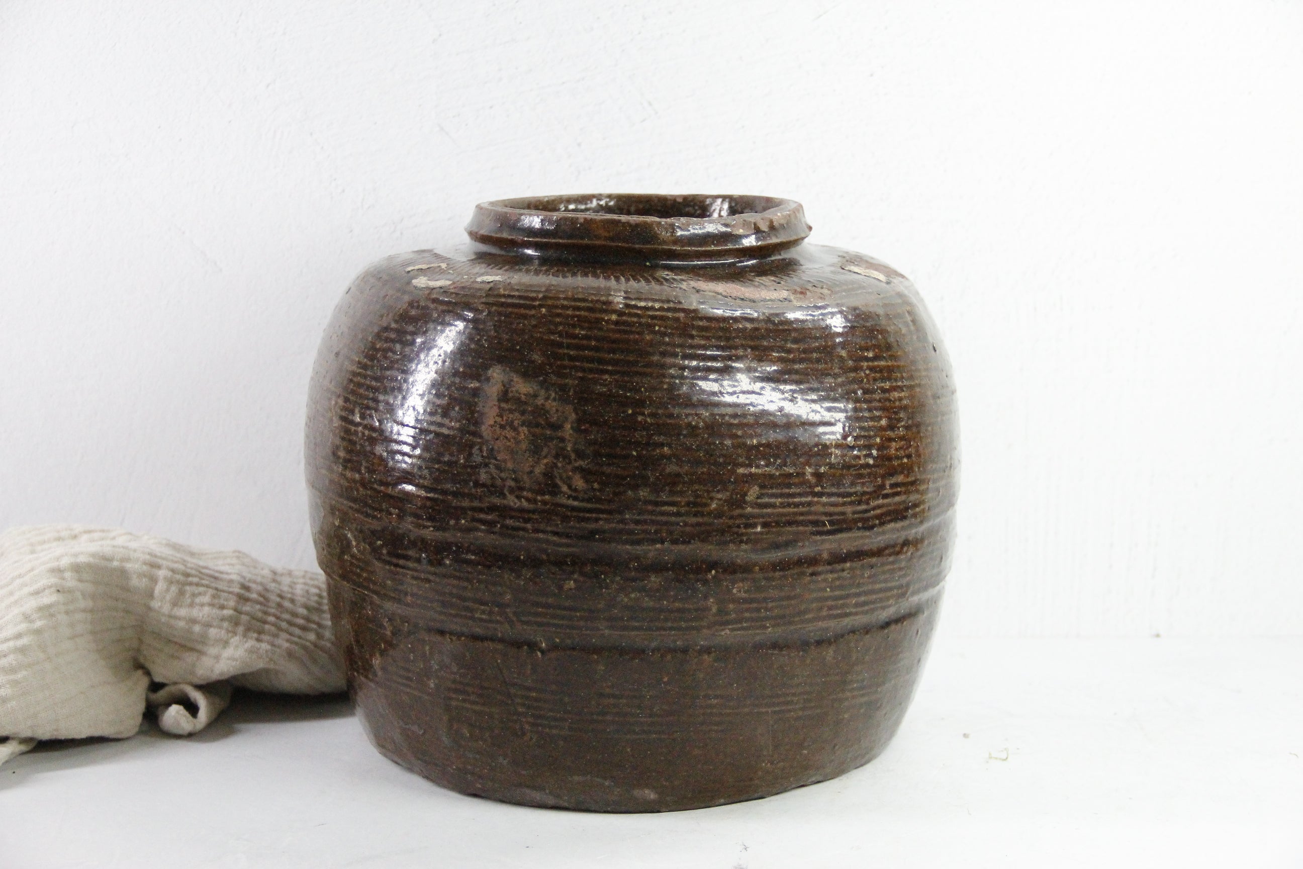 Antique Brown Glazed Pottery | Chinese Martaban Jar-Pot