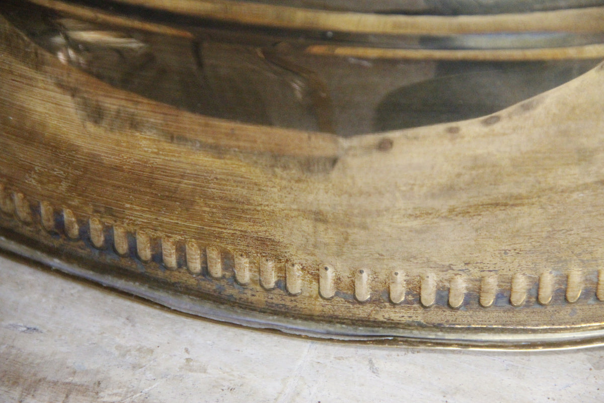 Vintage Brass Basket Planter | Large Reticulated Swing Handle