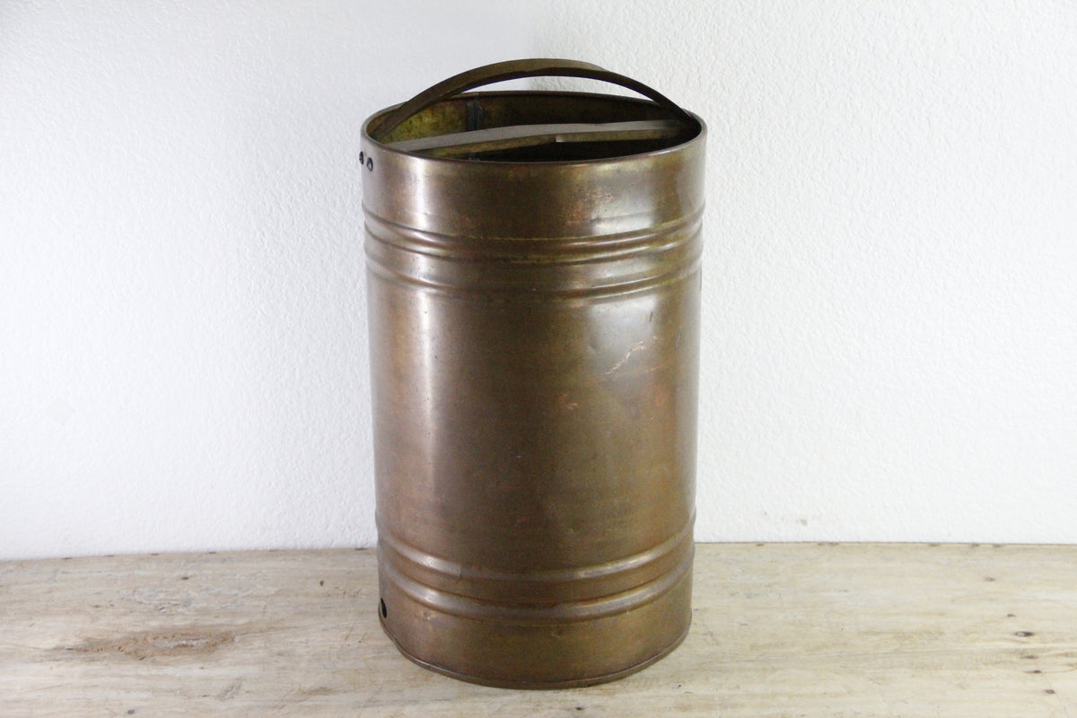 Antique Brass Umbrella Stand | Large Cylindrical Vessel