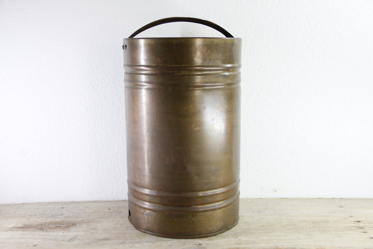 Antique Brass Umbrella Stand | Large Cylindrical Vessel