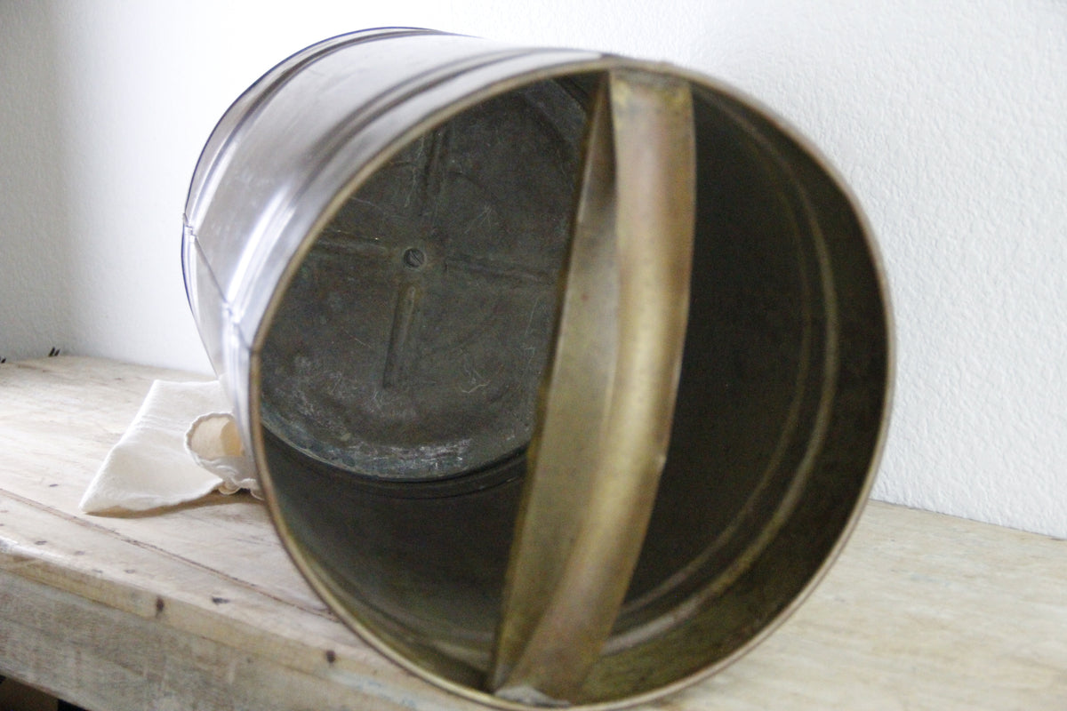Antique Brass Umbrella Stand | Large Cylindrical Vessel