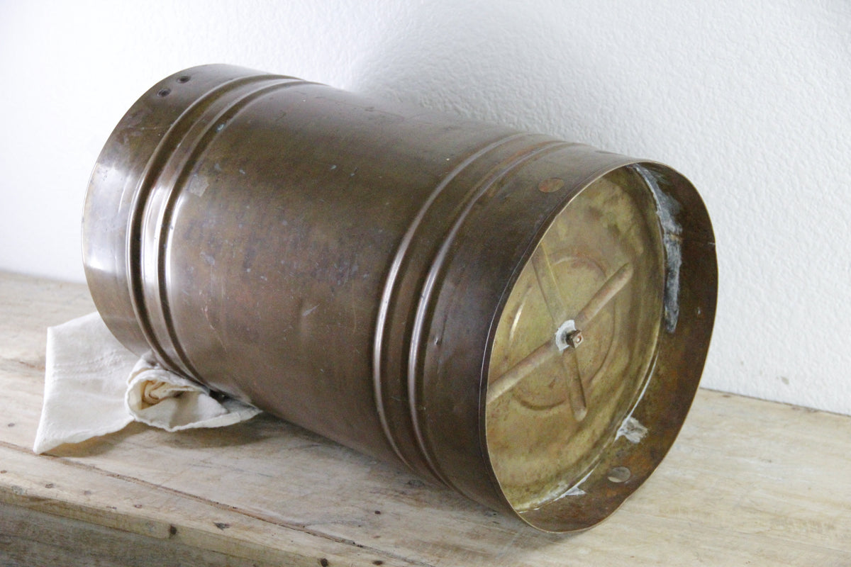 Antique Brass Umbrella Stand | Large Cylindrical Vessel