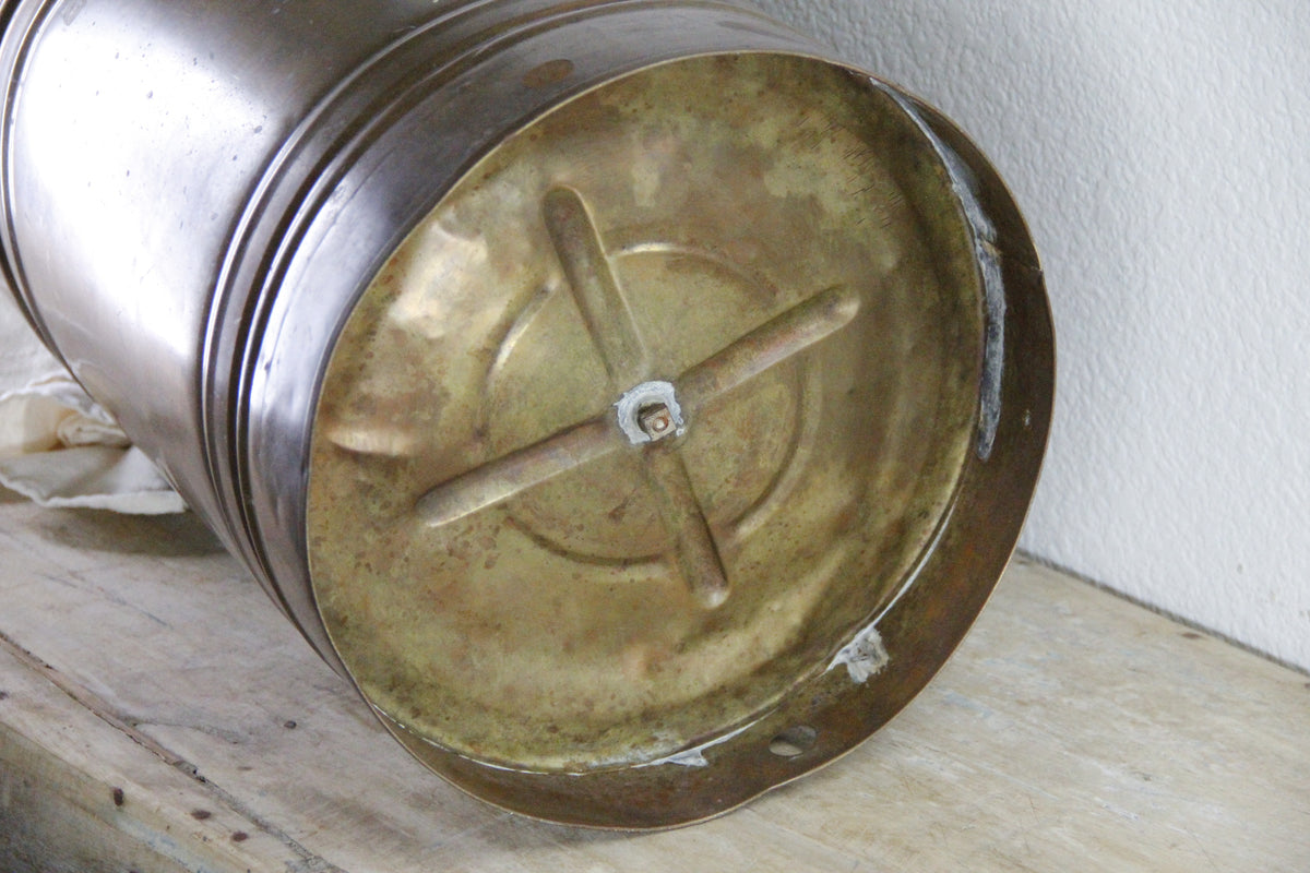 Antique Brass Umbrella Stand | Large Cylindrical Vessel