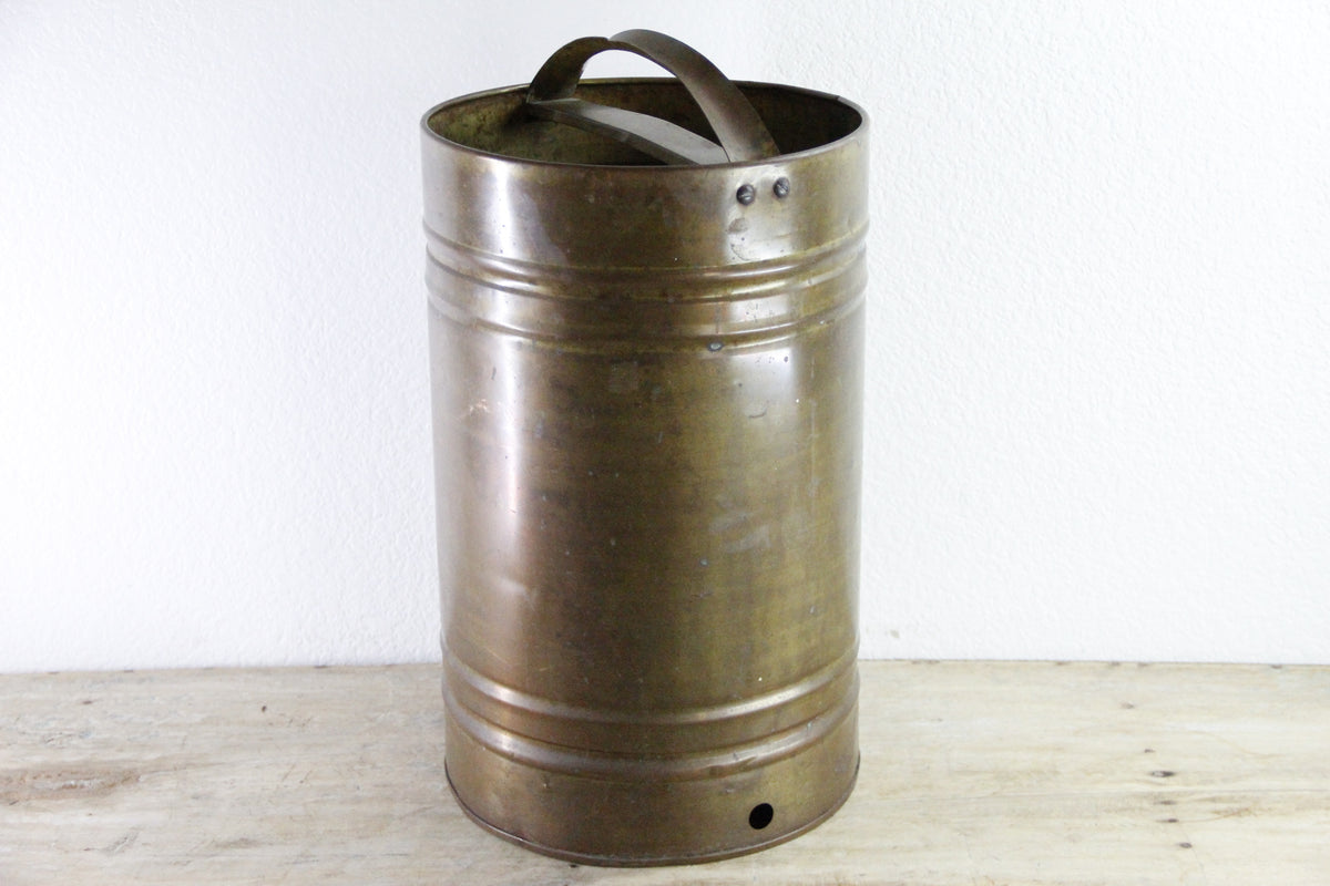 Antique Brass Umbrella Stand | Large Cylindrical Vessel