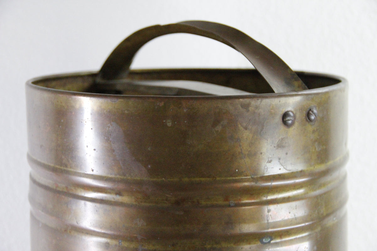 Antique Brass Umbrella Stand | Large Cylindrical Vessel