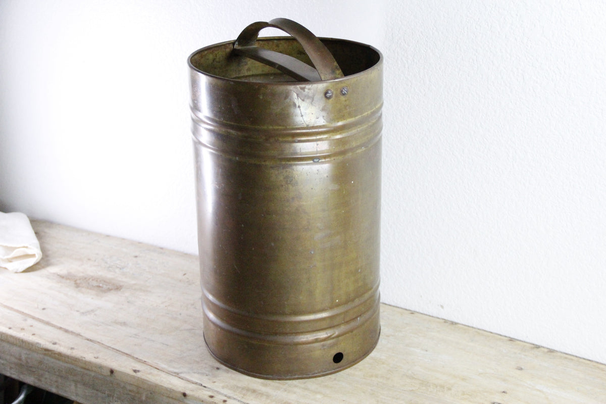 Antique Brass Umbrella Stand | Large Cylindrical Vessel