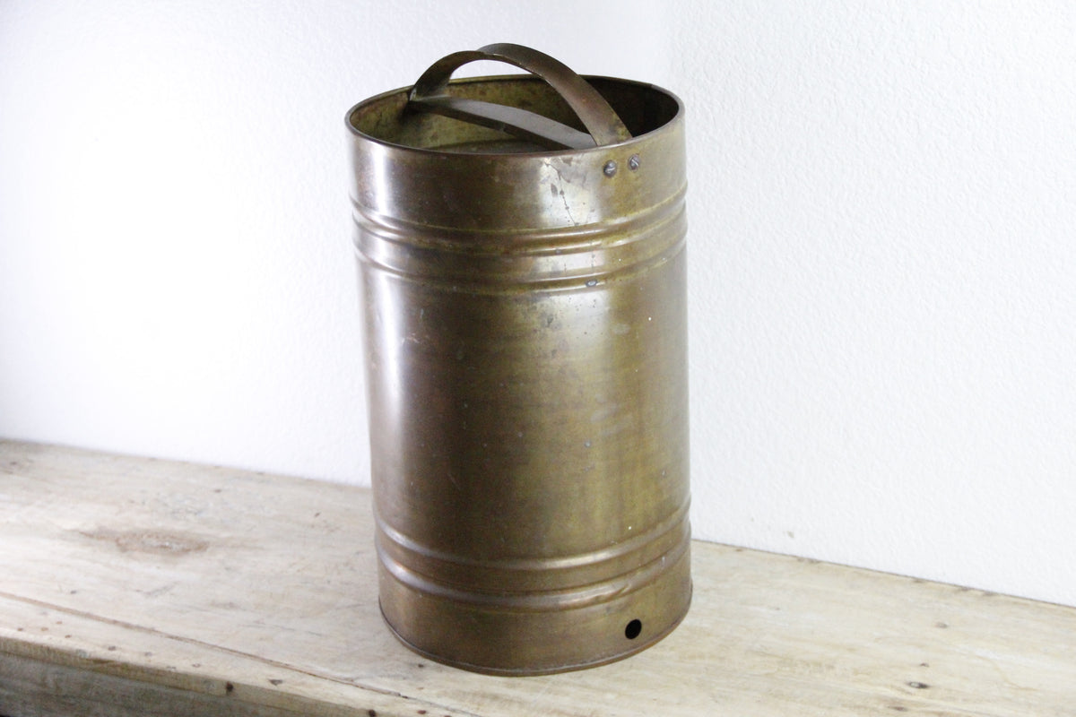 Antique Brass Umbrella Stand | Large Cylindrical Vessel