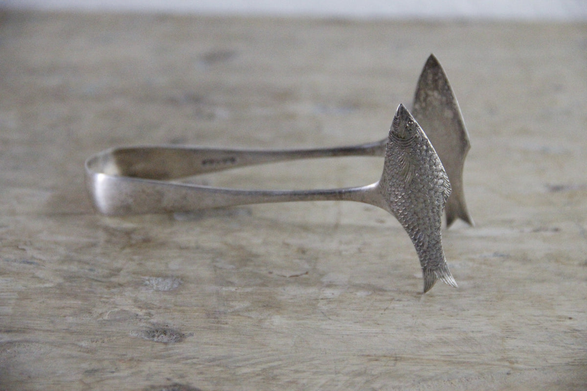 Antique Sardine Tongs English Silver Plate Figural Fish