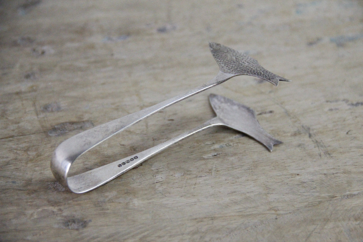 Antique Sardine Tongs English Silver Plate Figural Fish