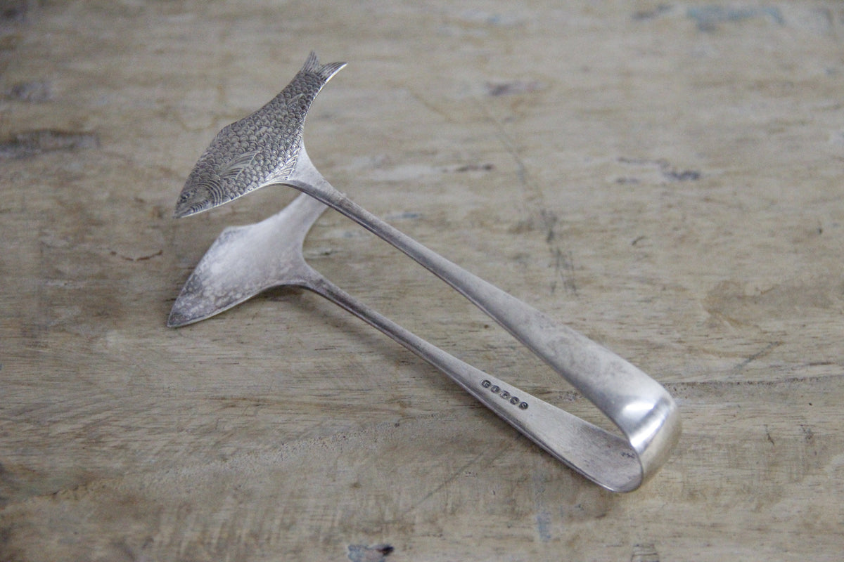 Antique Sardine Tongs English Silver Plate Figural Fish