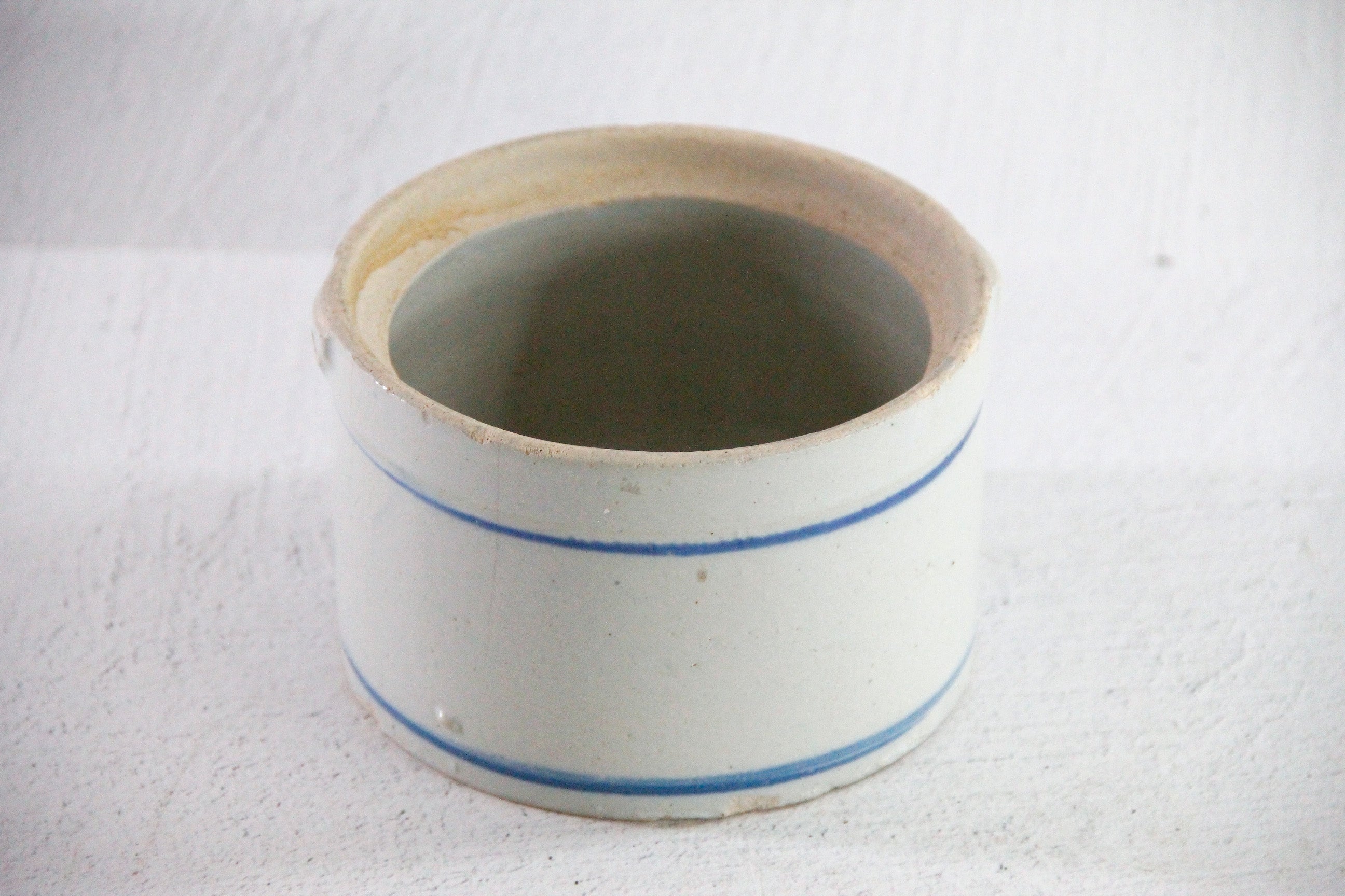 Antique Stoneware Butter Crock with Blue Cows | Primitive