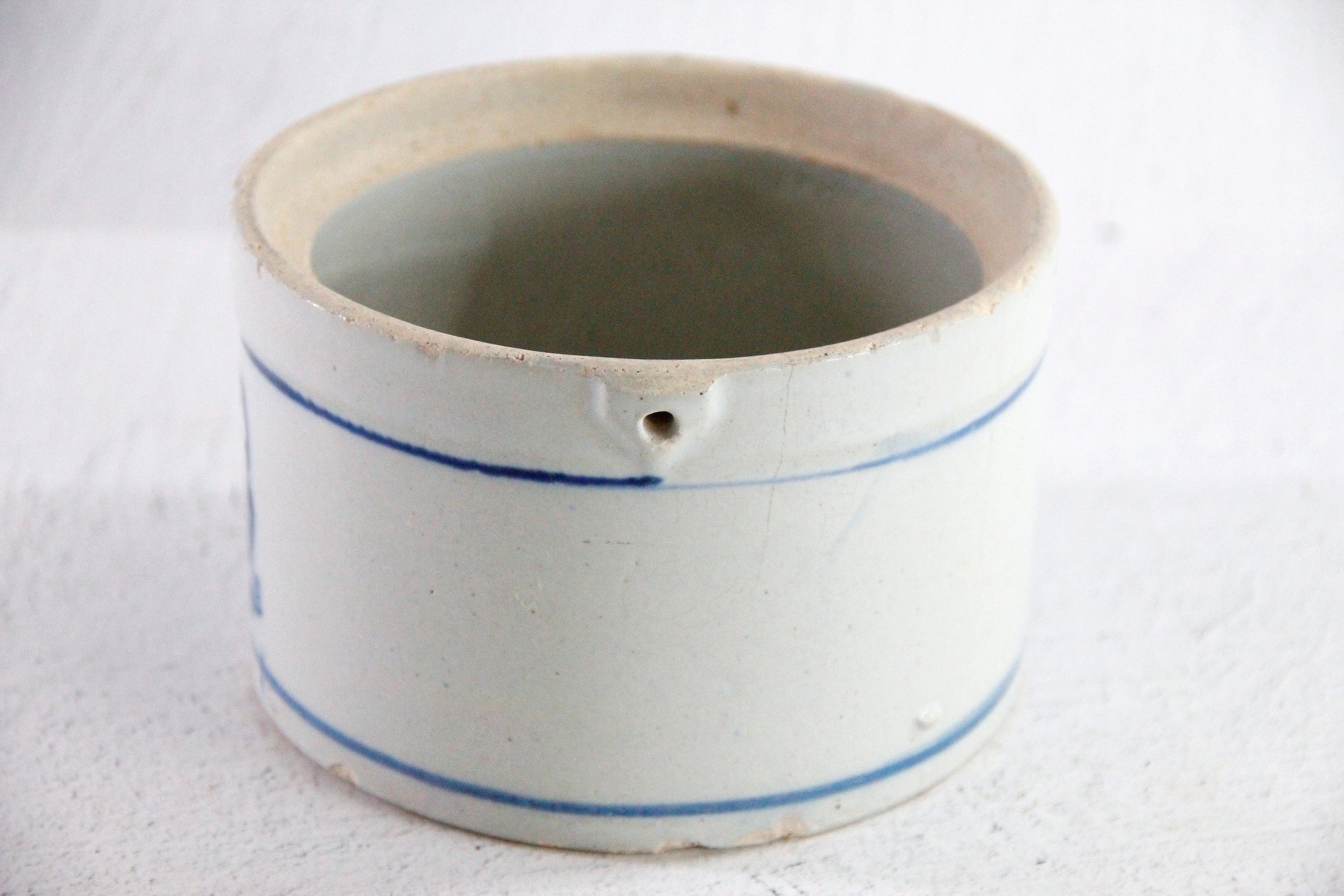 Antique Stoneware Butter Crock with Blue Cows | Primitive