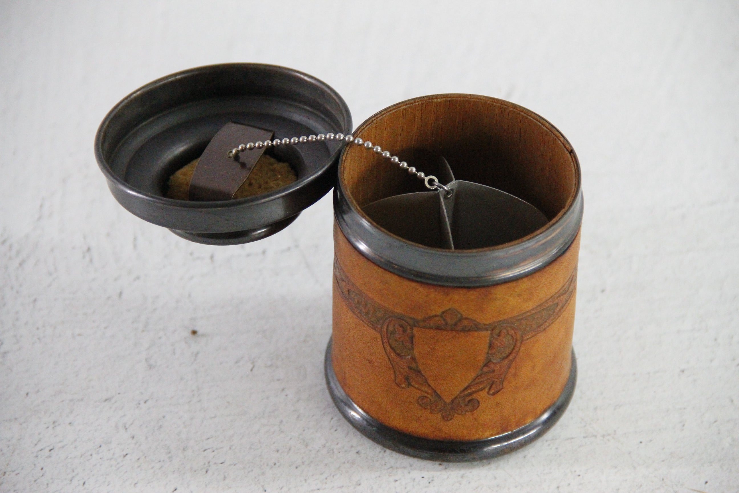 Antique Copper Humidor Cedar Lined / Leather Embossed