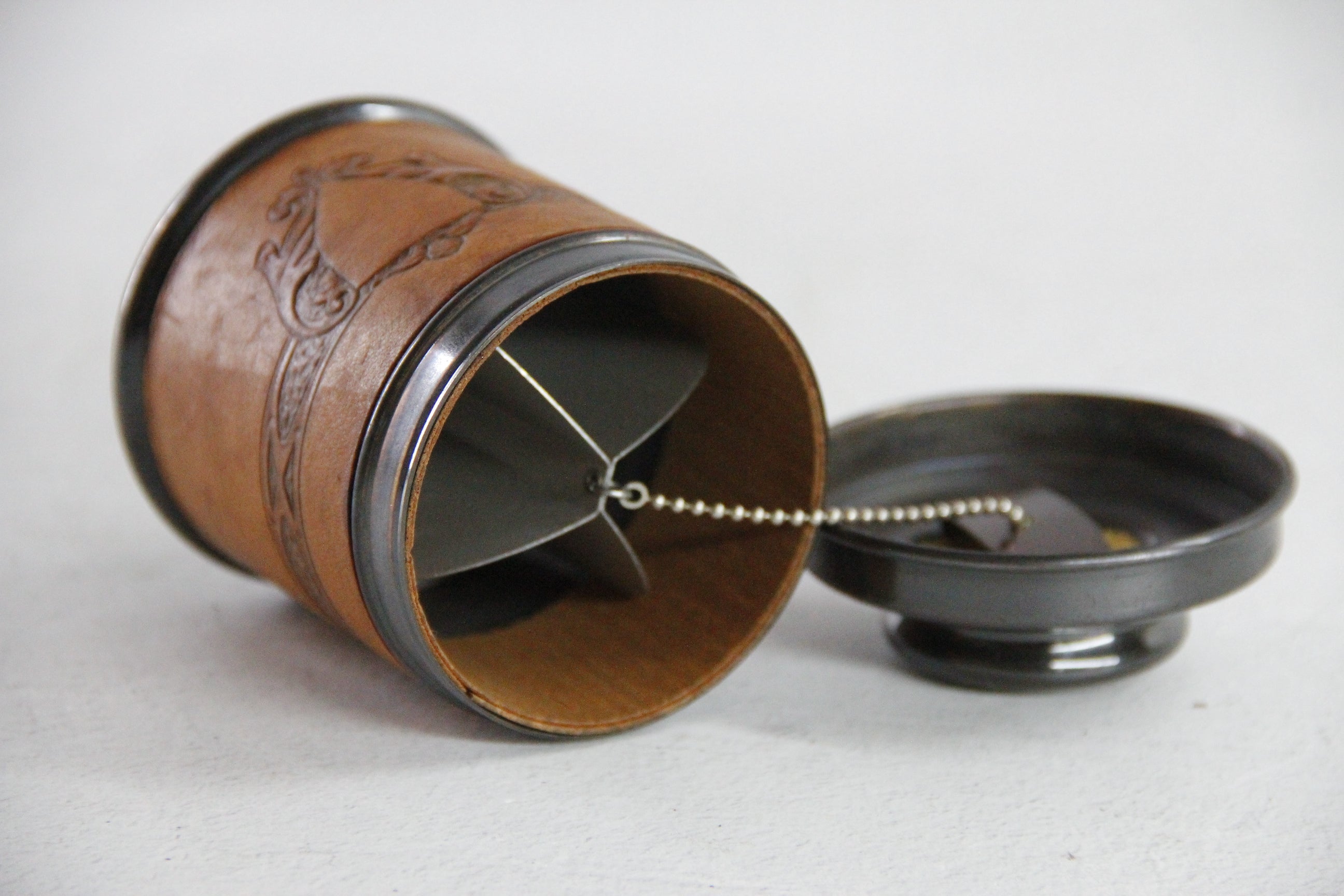 Antique Copper Humidor Cedar Lined / Leather Embossed