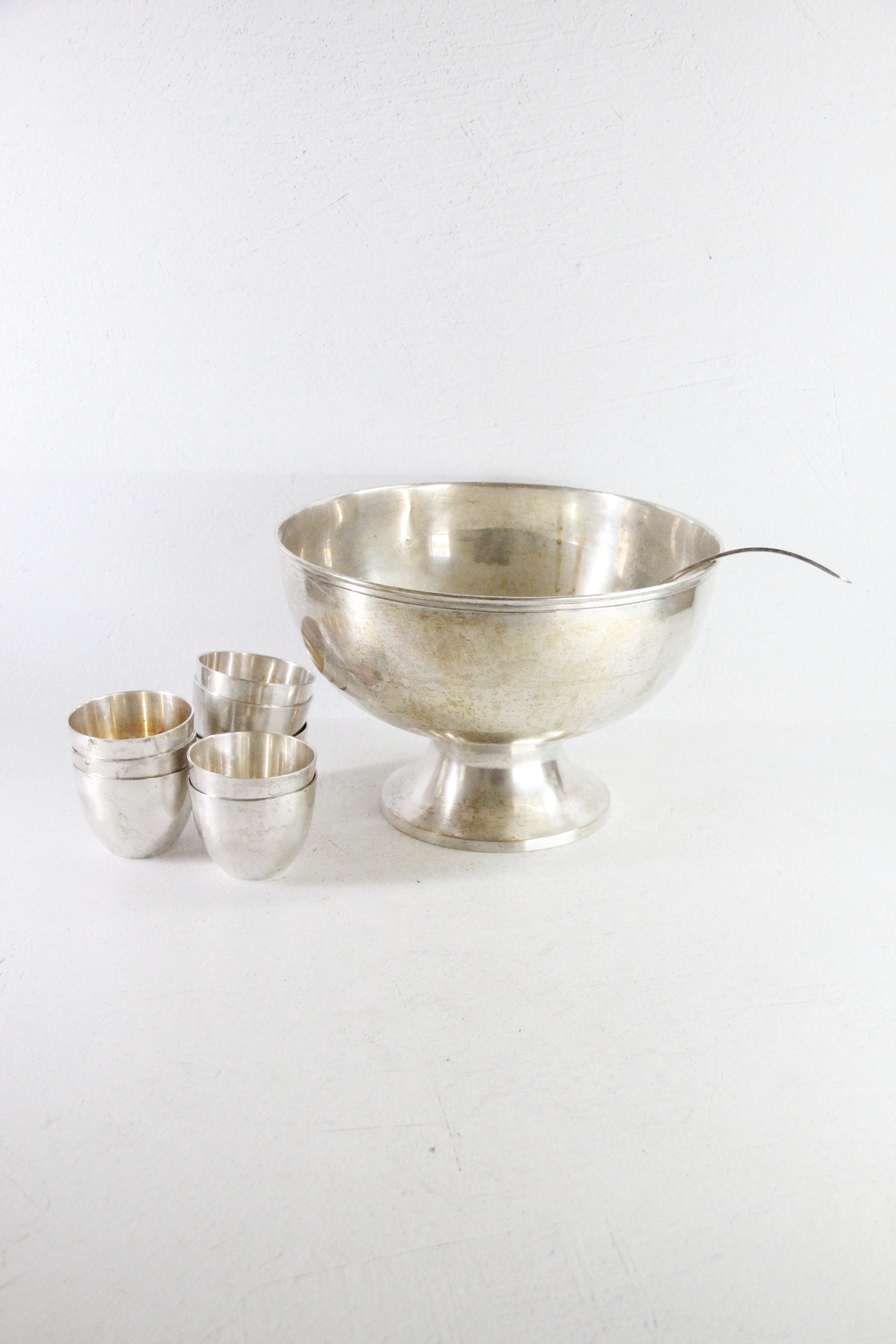Silver Plated Punch Bowl Set Vintage 10 PC