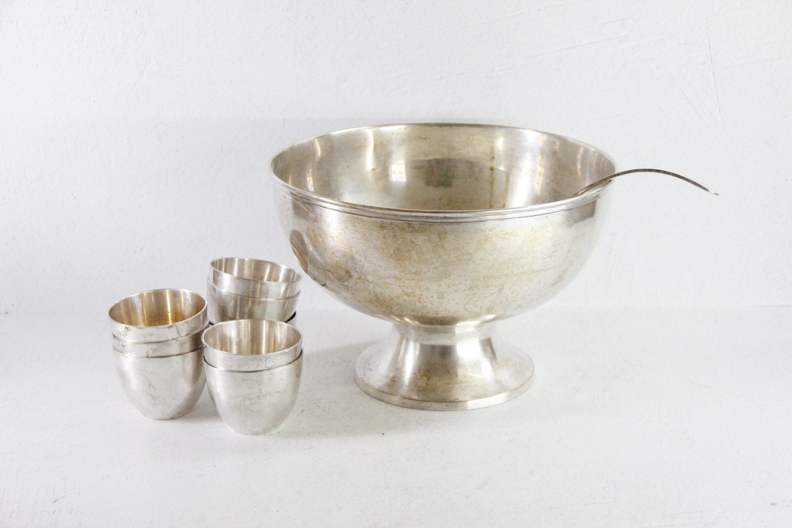 Silver Plated Punch Bowl Set Vintage 10 PC