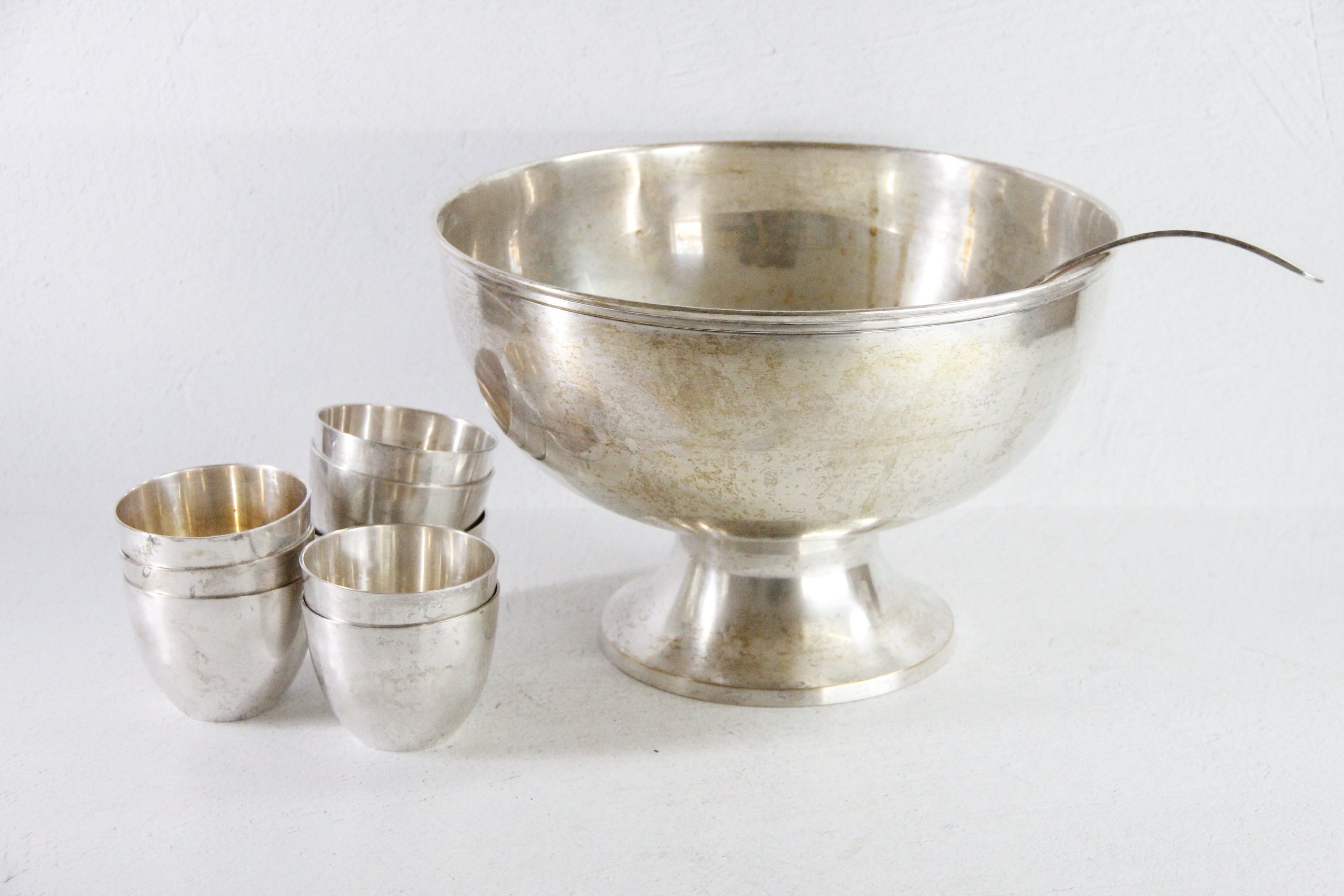 Silver Plated Punch Bowl Set Vintage 10 PC