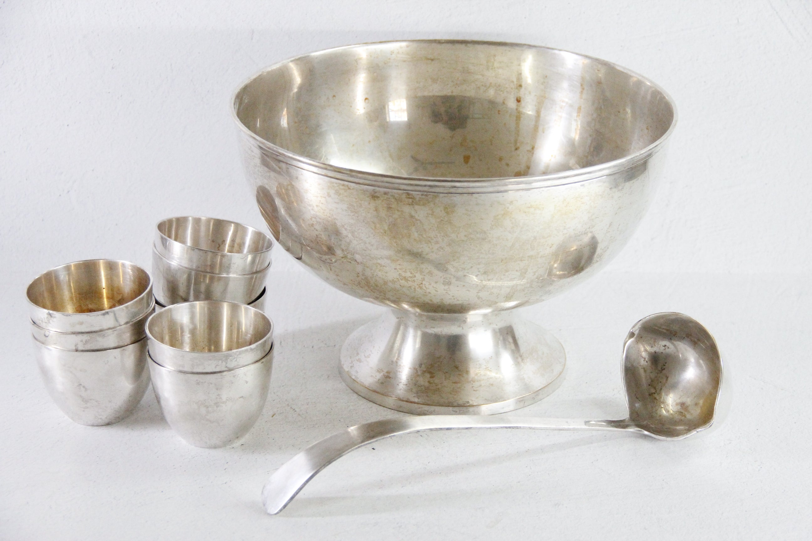 Silver Plated Punch Bowl Set Vintage 10 PC