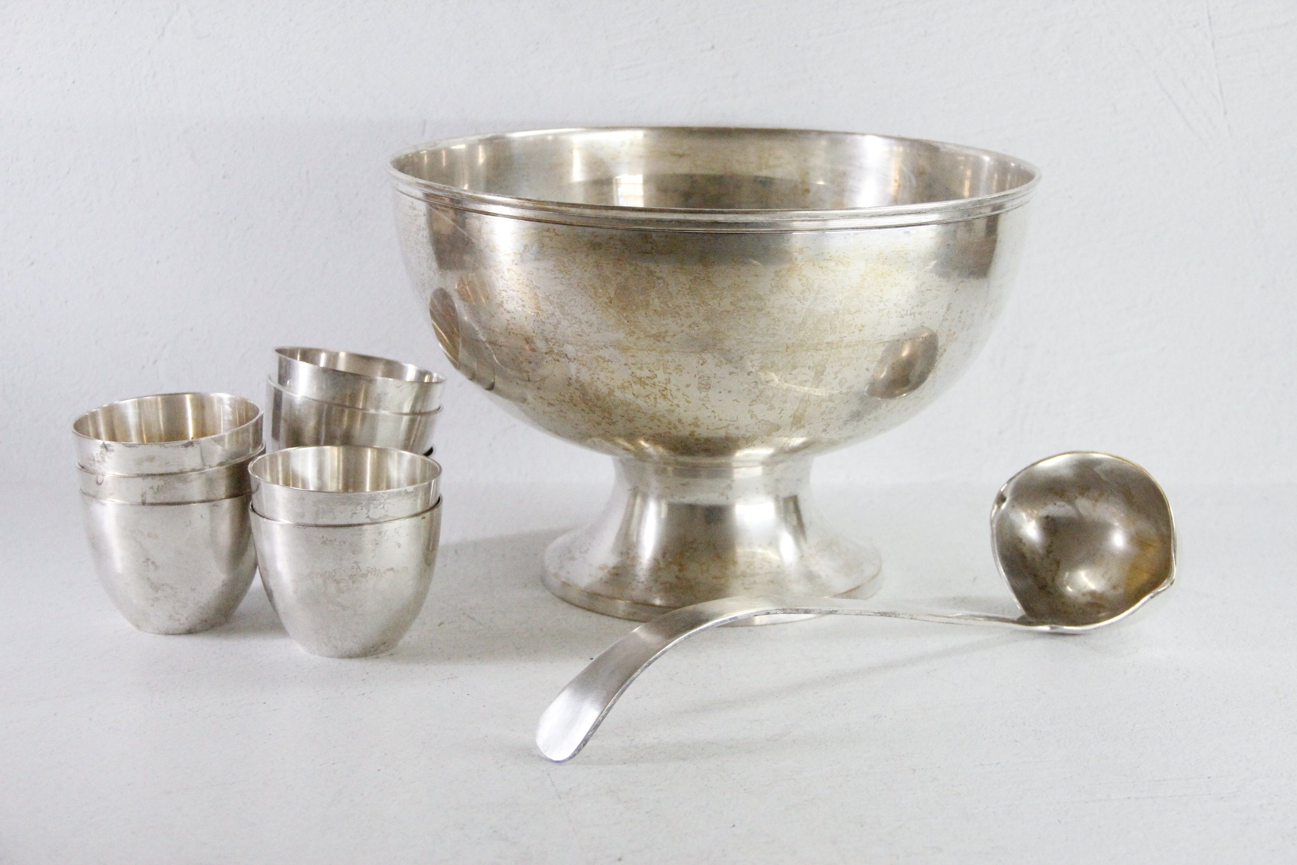 Silver Plated Punch Bowl Set Vintage 10 PC