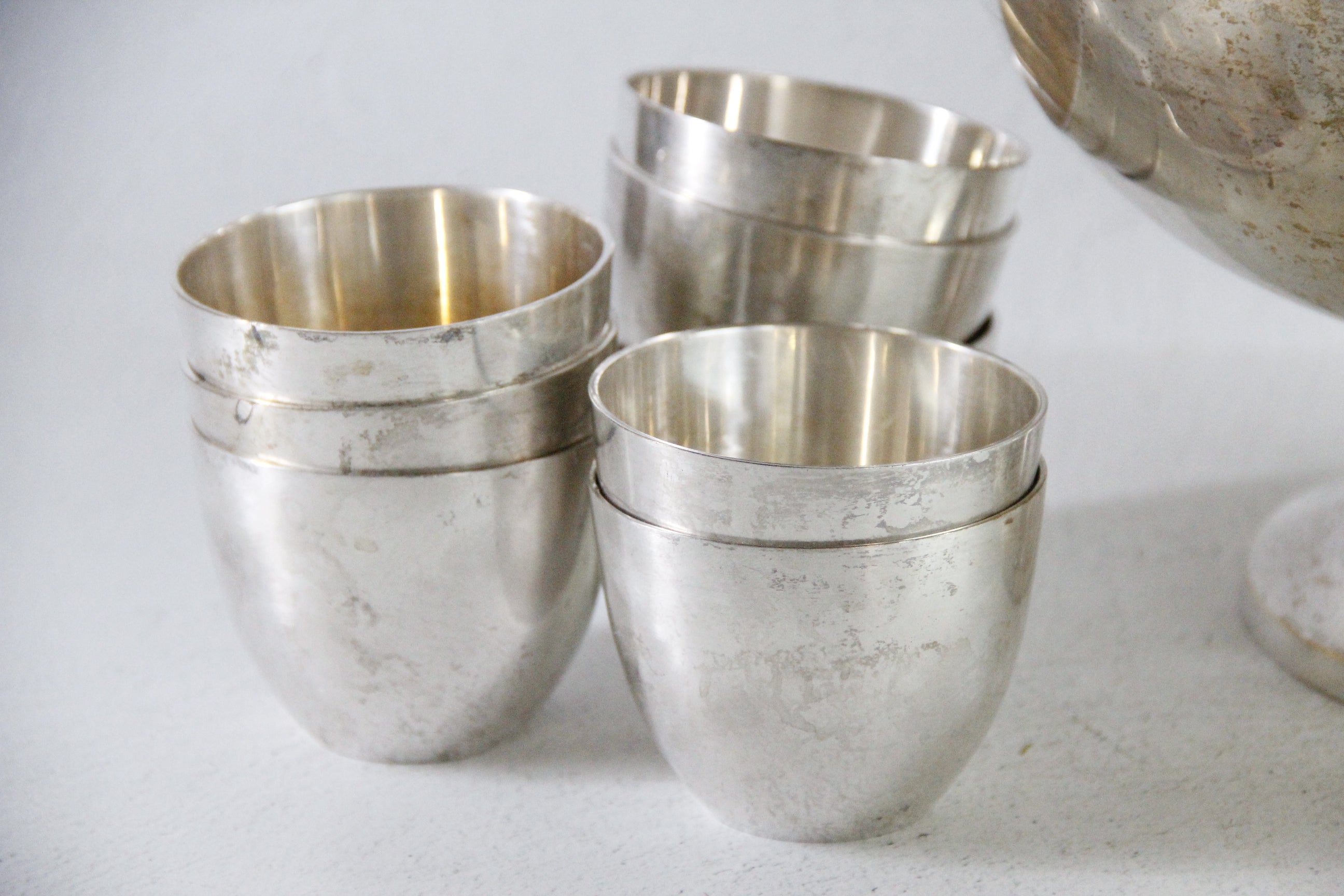 Silver Plated Punch Bowl Set Vintage 10 PC