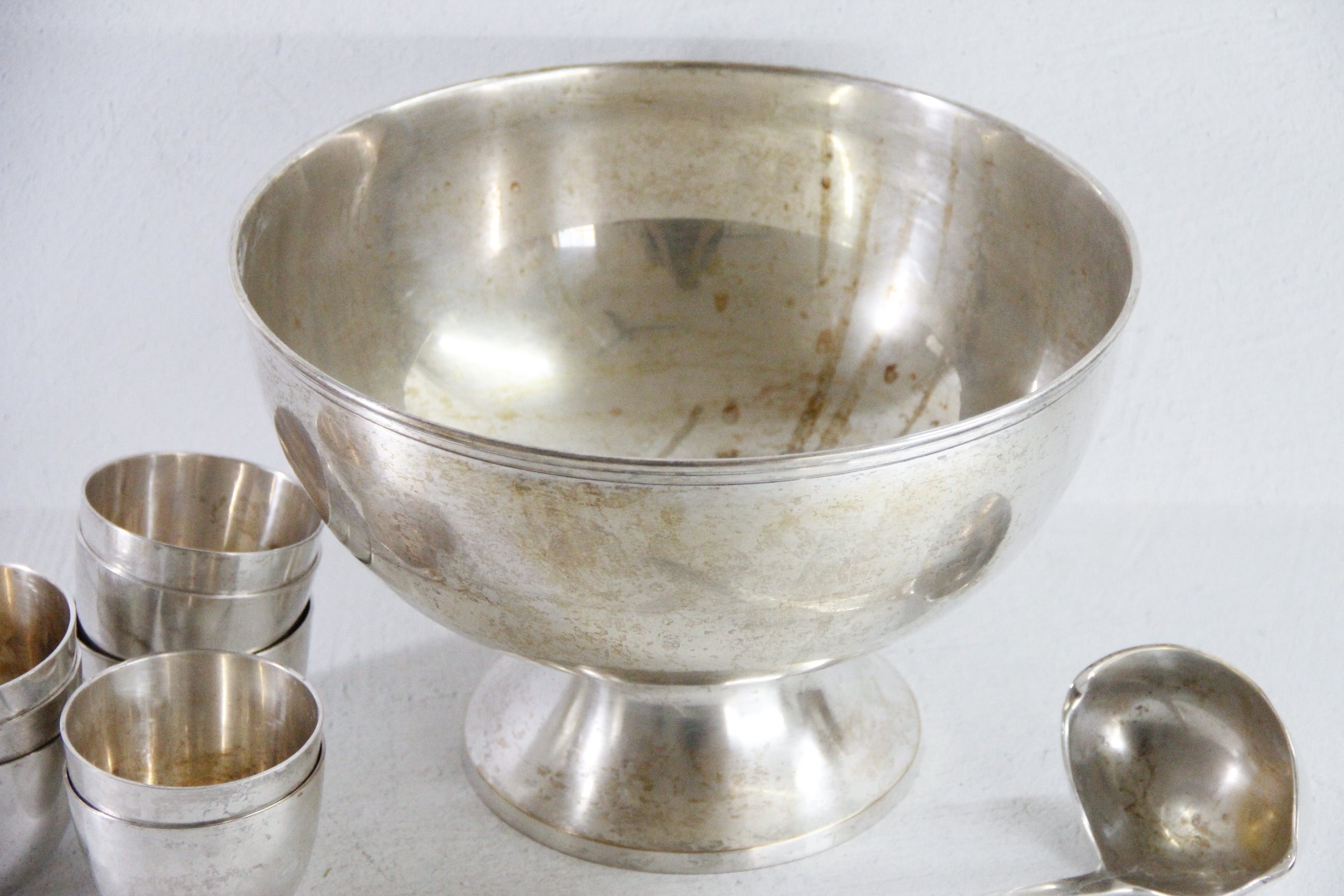 Silver Plated Punch Bowl Set Vintage 10 PC