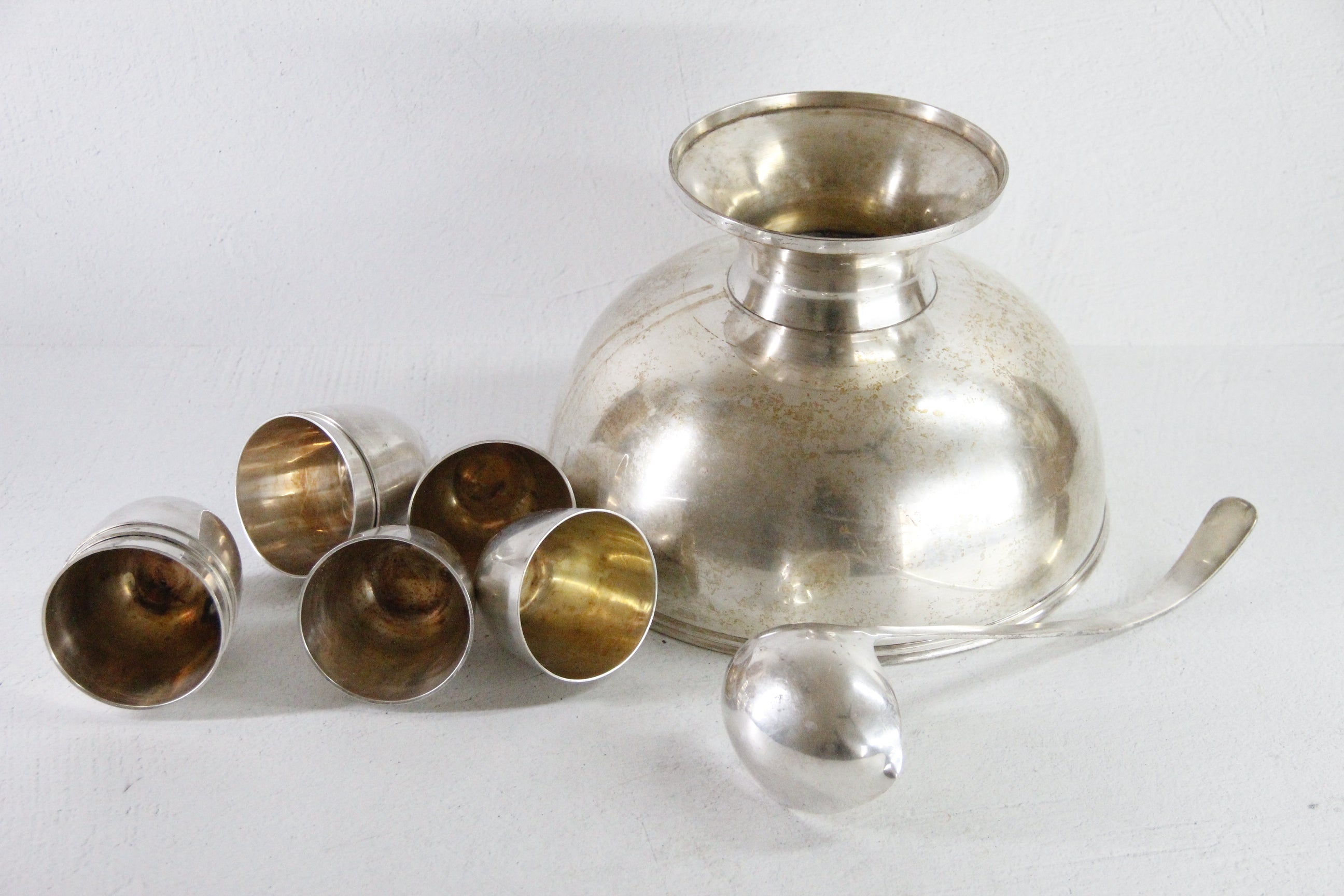 Silver Plated Punch Bowl Set Vintage 10 PC