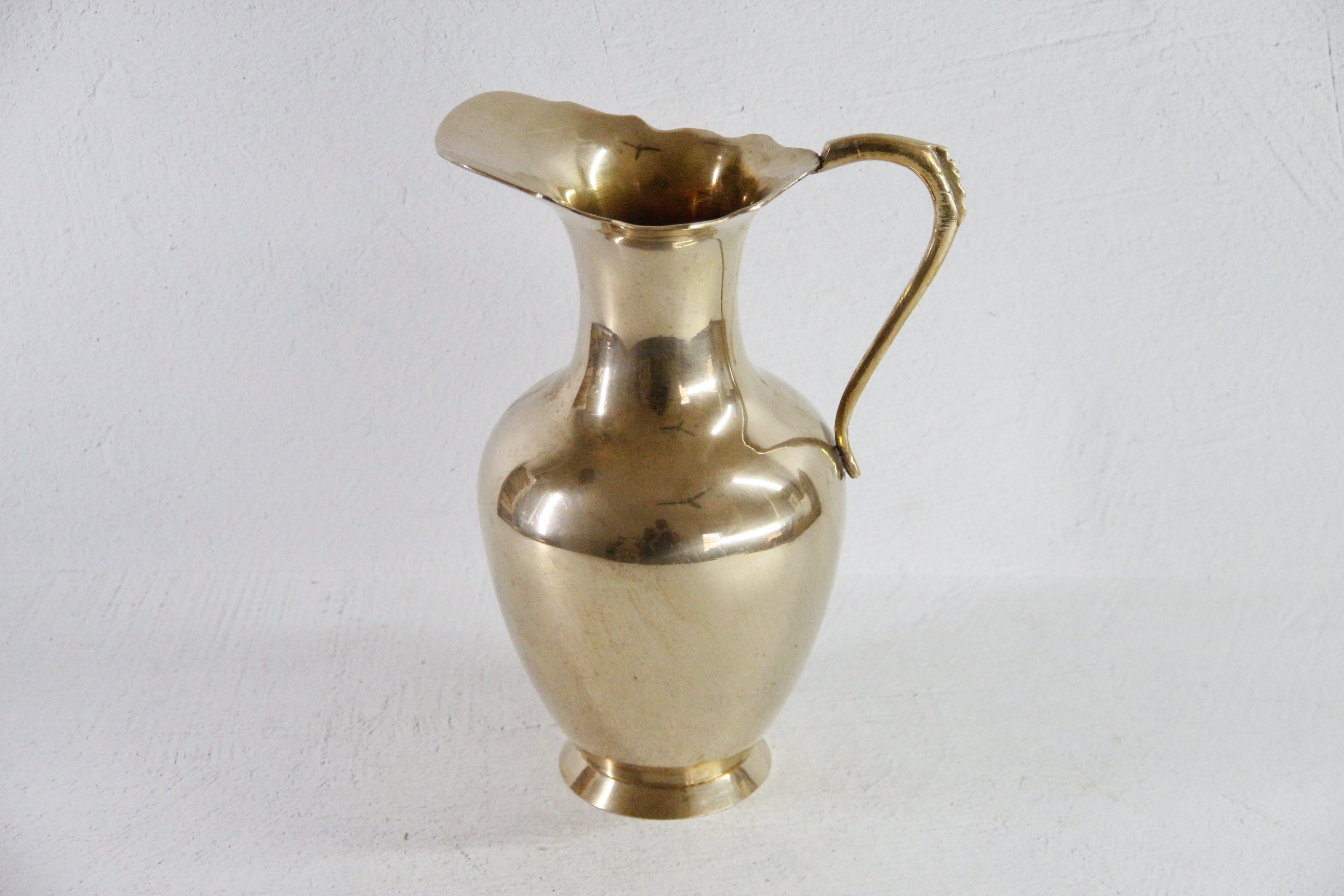 Vintage Brass Water Pitcher | Large Vase, Jug, Tall Ewer