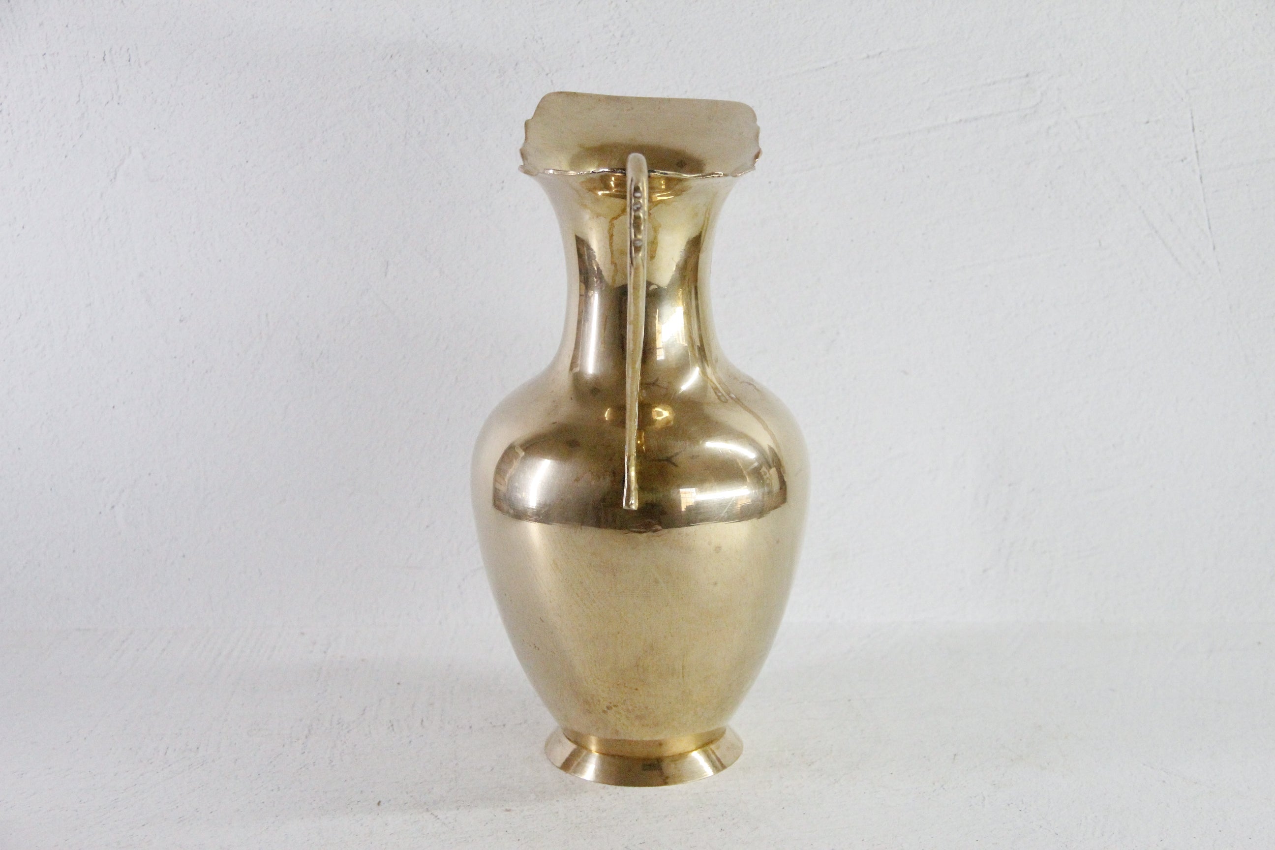 Vintage Brass Water Pitcher | Large Vase, Jug, Tall Ewer