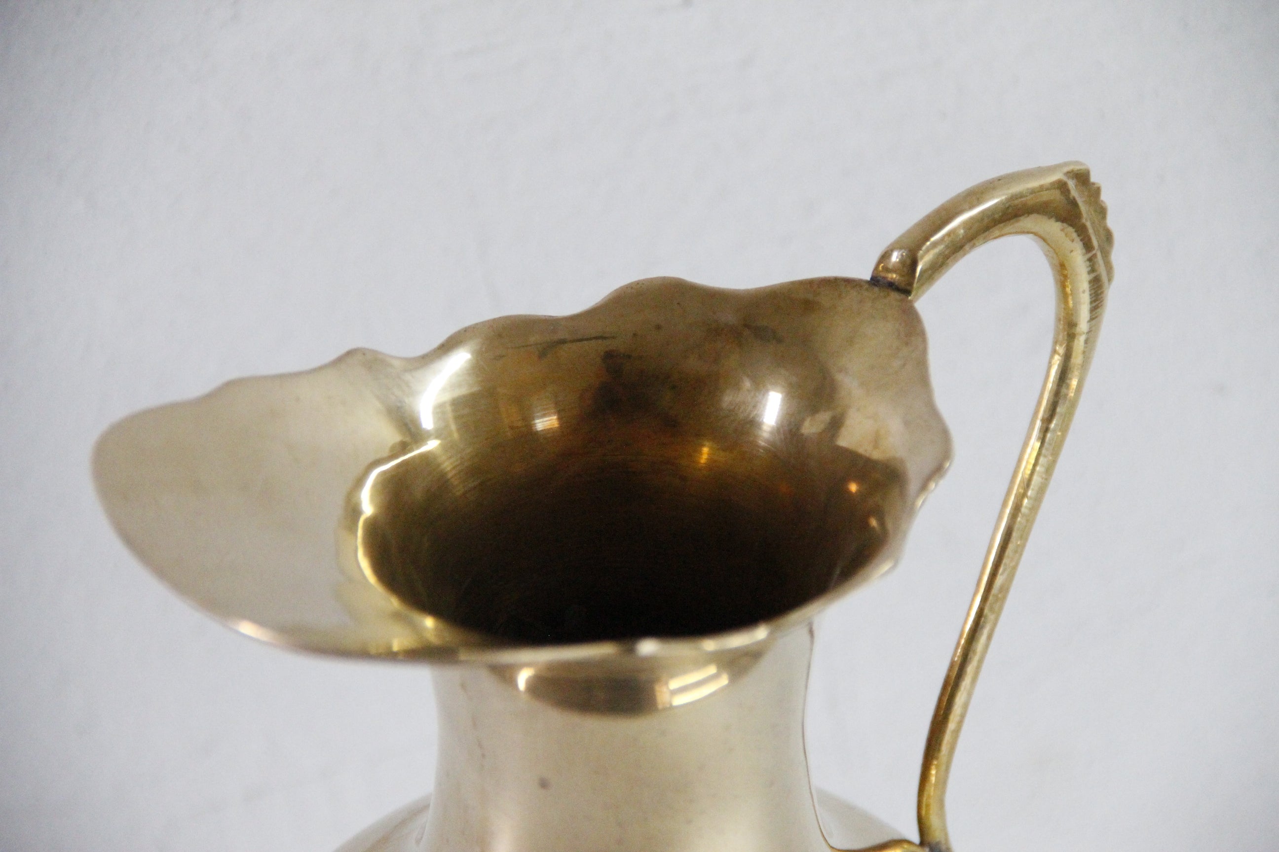 Vintage Brass Water Pitcher | Large Vase, Jug, Tall Ewer