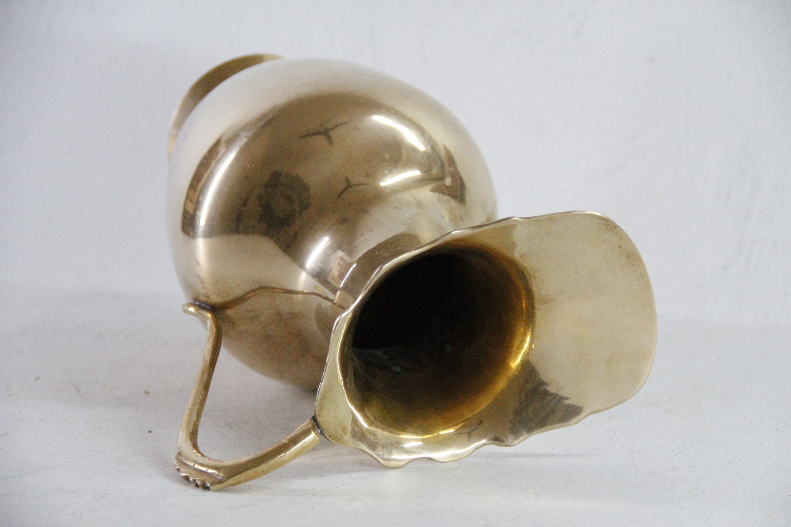 Vintage Brass Water Pitcher | Large Vase, Jug, Tall Ewer
