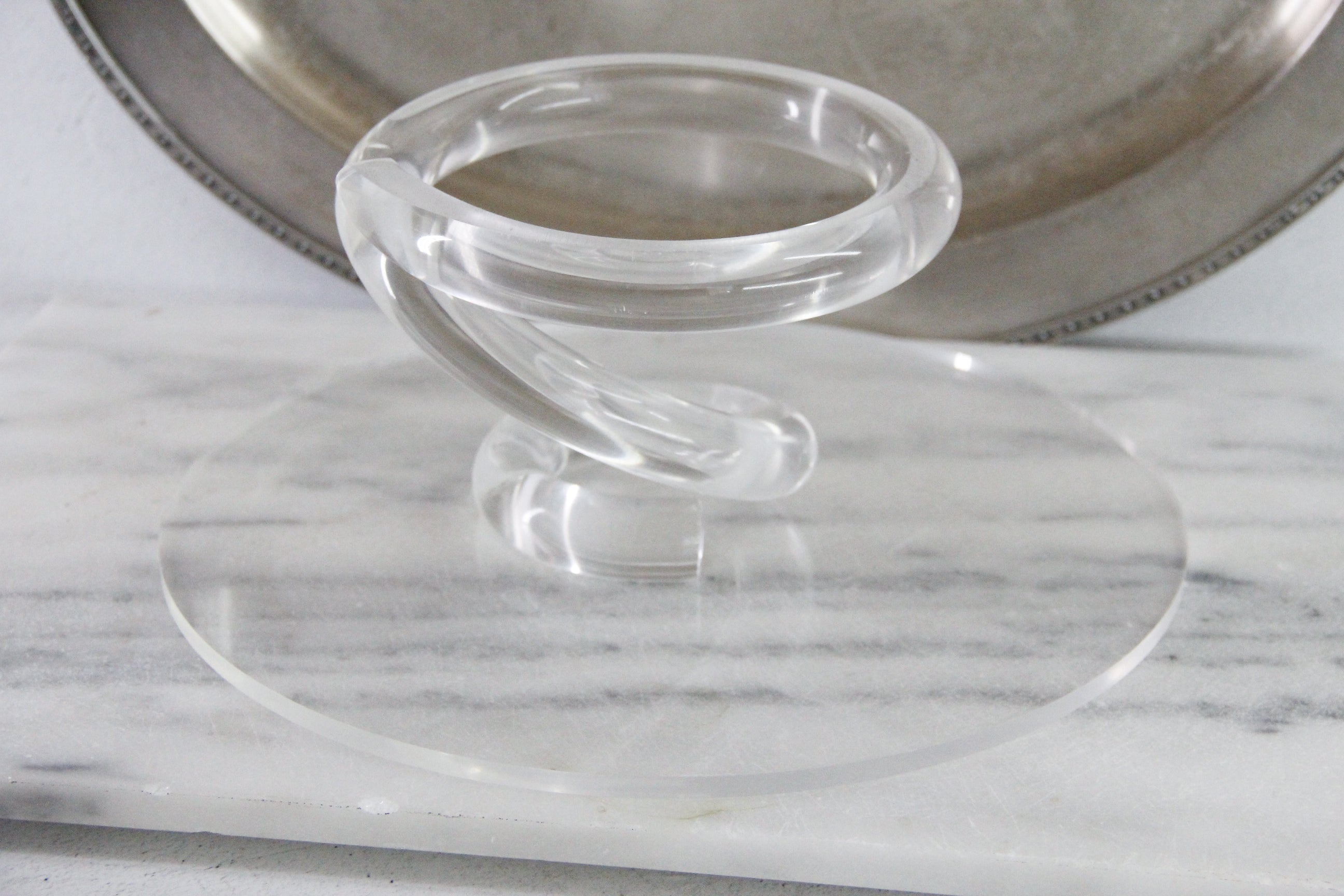 Lucite Cake Stand | Vintage MCM Spiral Pedestal