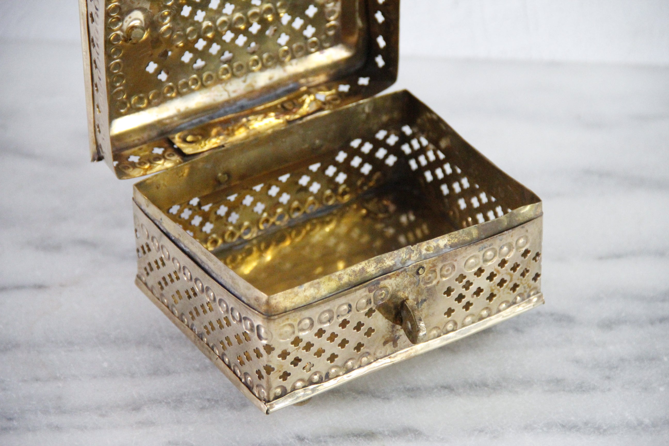 Vintage Brass Cricket Box With Feet | Pierced