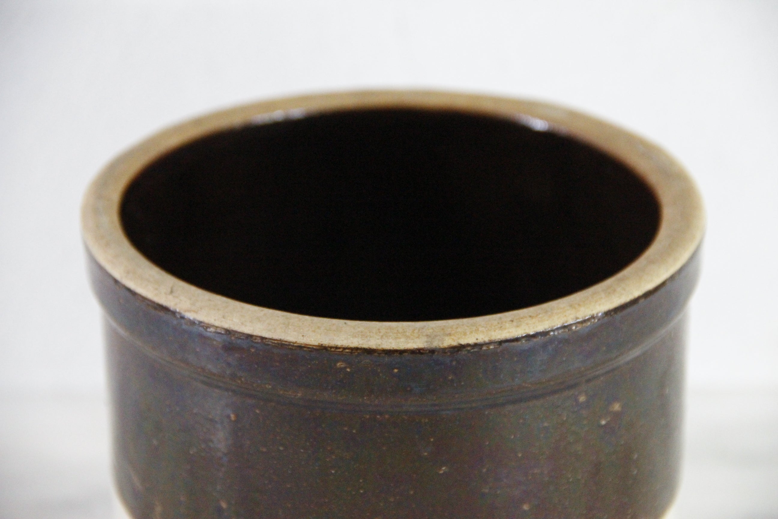 Primitive Crock | Antique Two Tone Vessel For Utensils