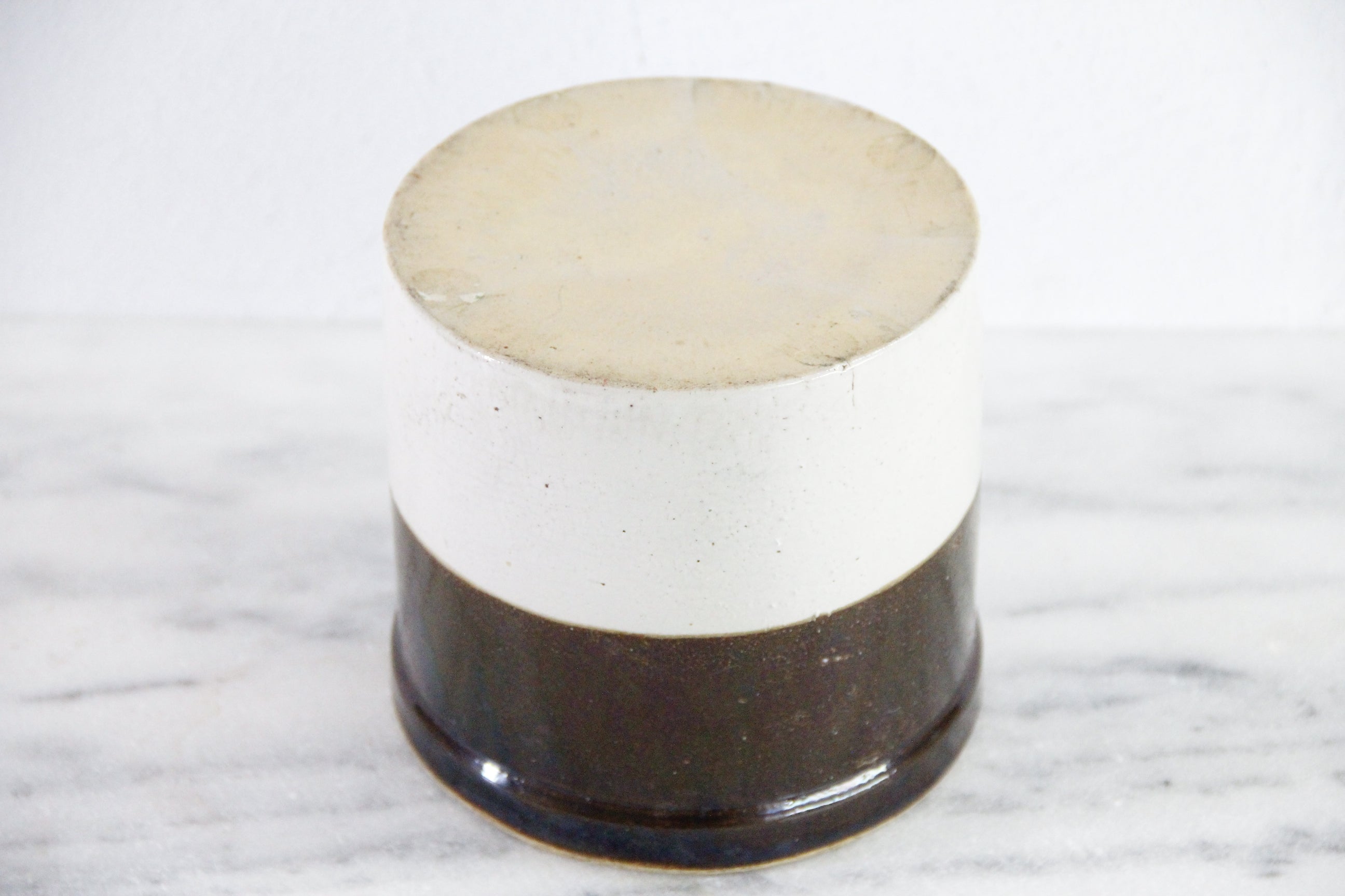 Primitive Crock | Antique Two Tone Vessel For Utensils